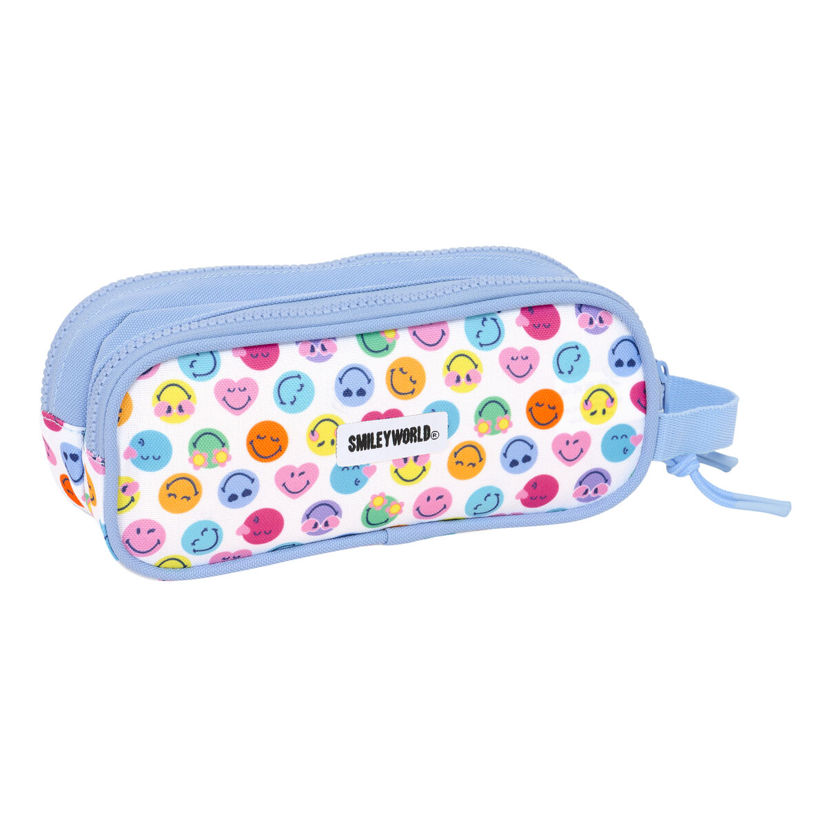 Pennenetui met 2 vakken Smiley Joyful Multicolour Licht Blauw 21 x 8 x 6 cm