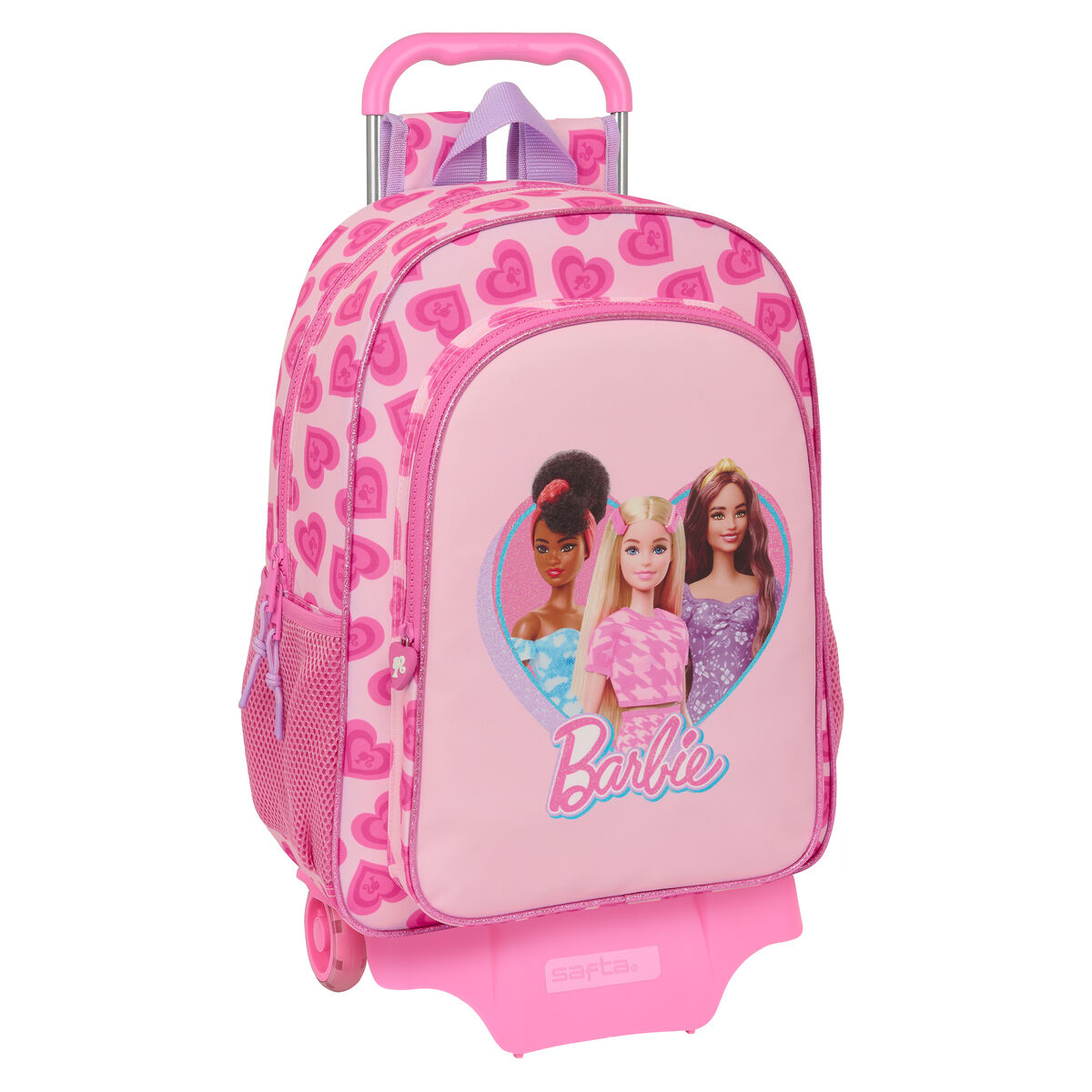 Skolerygsæk med Hjul Barbie Love Pink 33 x 42 x 14 cm