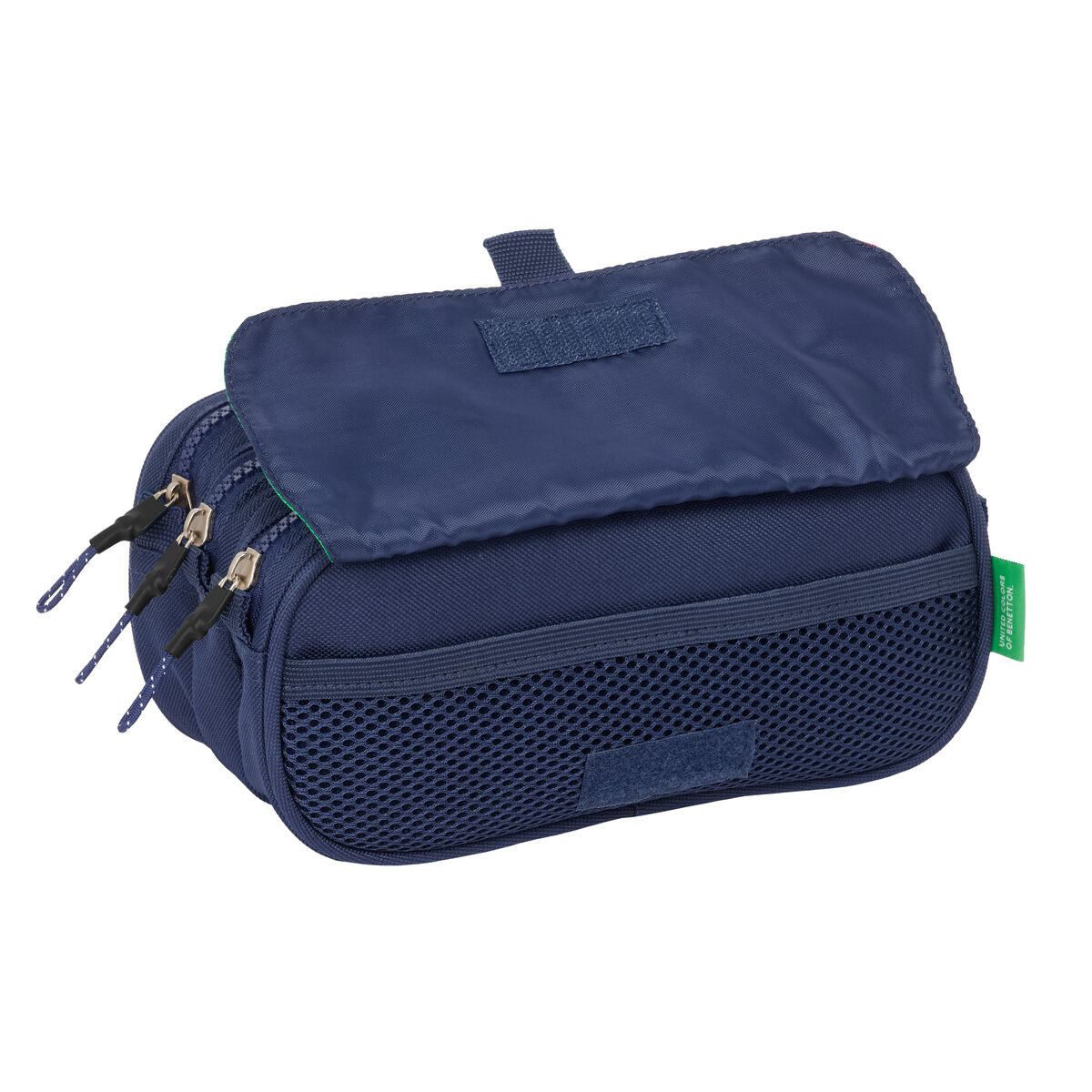 Pennenetui met 3 vakken Benetton Flag Marineblauw 21,5 x 10 x 8 cm