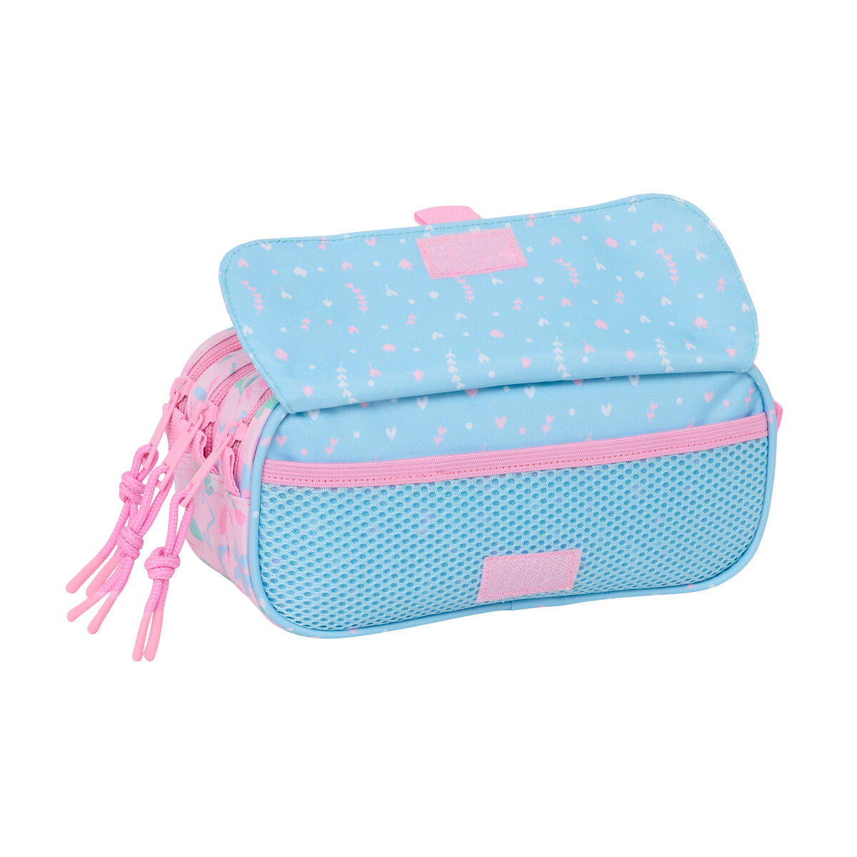 Pennenetui met 3 vakken BlackFit8 Smile Roze Licht Blauw 21,5 x 10 x 8 cm