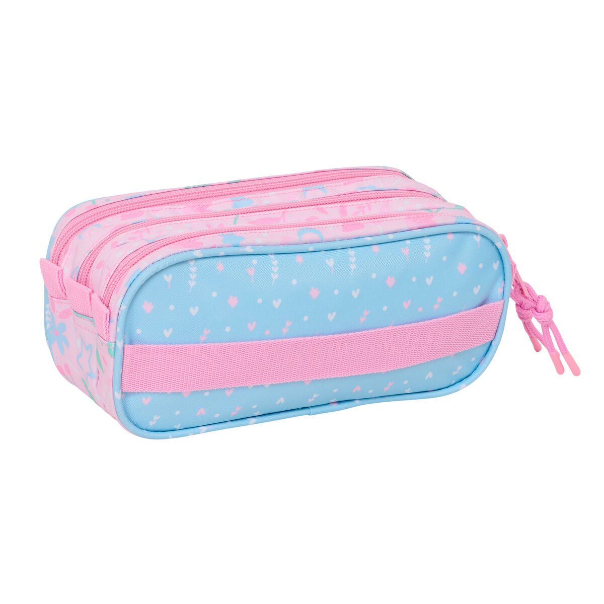 Pennenetui met 3 vakken BlackFit8 Smile Roze Licht Blauw 21,5 x 10 x 8 cm