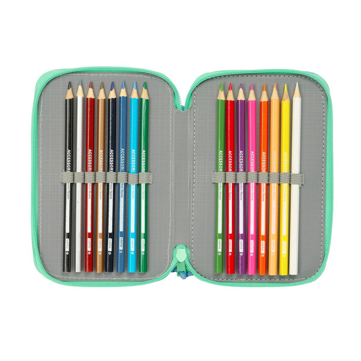 Image secondaire de Trousse Fourre-Tout Triple Bluey Sisters Vert Eau 12,5 x 19,5 x 5,5 cm 37 Pièces