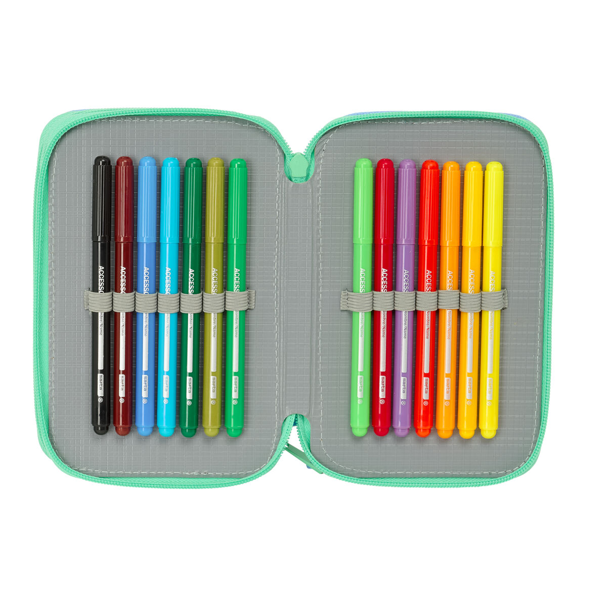 Pennenetui met 3 vakken Bluey Sisters Groen Water 12,5 x 19,5 x 5,5 cm 37 Onderdelen