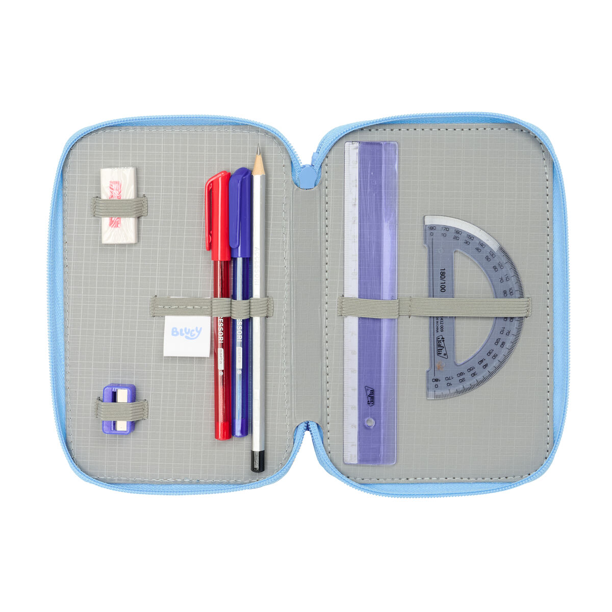Driedubbele Pennenzak Bluey Let's play Blauw 12,5 x 19,5 x 5,5 cm 37 Onderdelen