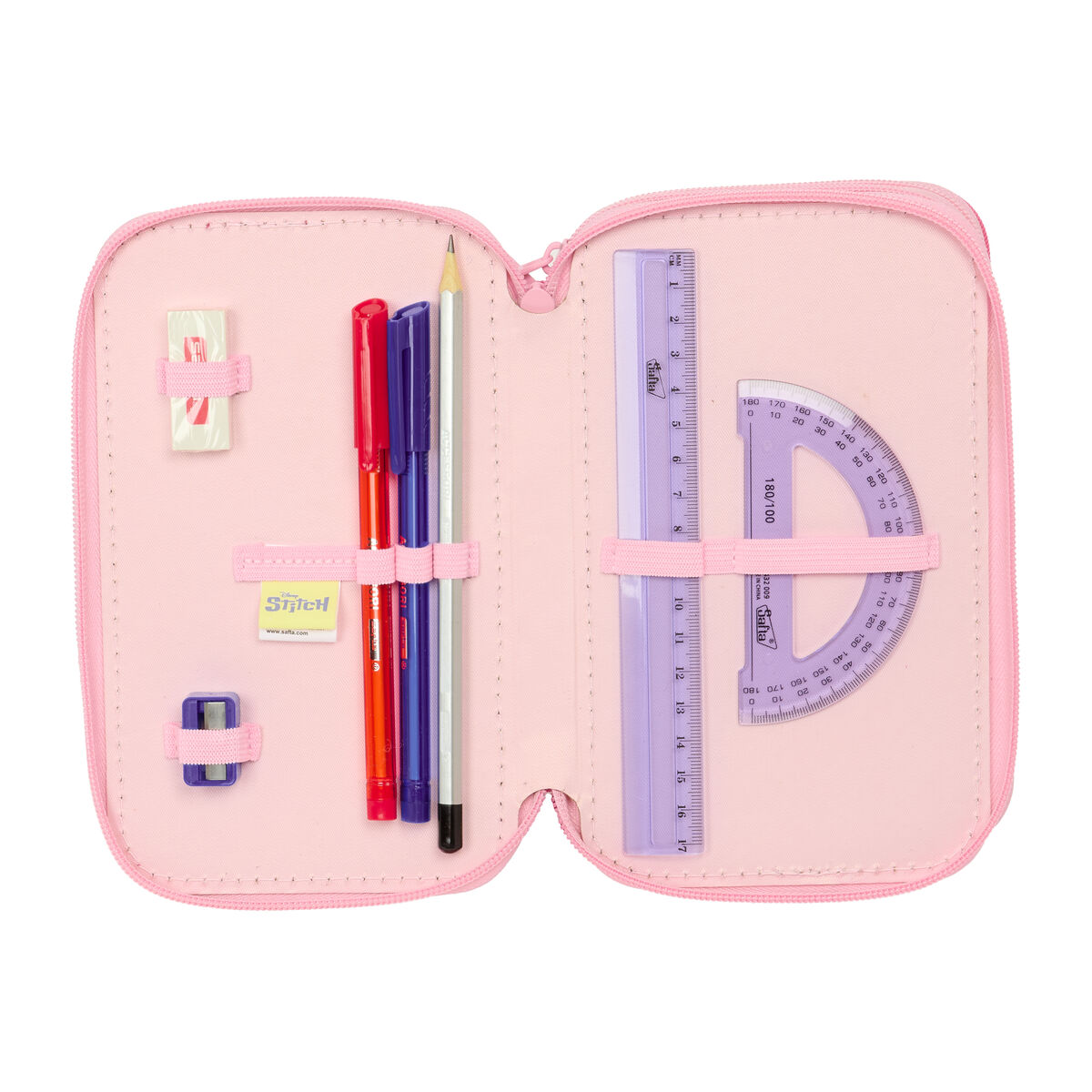 Triple Pencil Case Lilo & Stitch Ice cream Pink 12,5 x 19,5 x 5,5 cm 37 Pieces