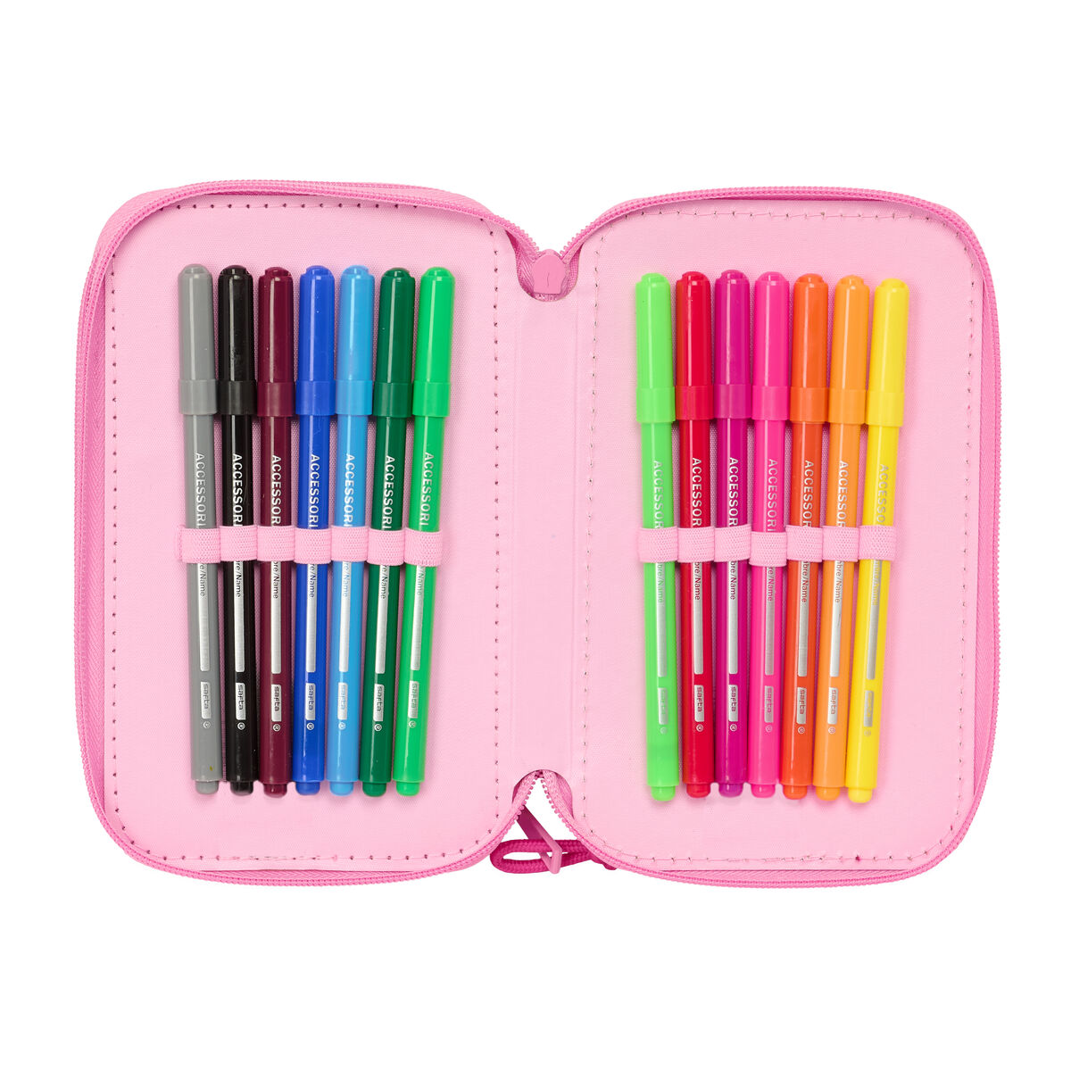 Triple Pencil Case Lilo & Stitch Chill Pink Mint 12,5 x 19,5 x 5,5 cm 37 Pieces