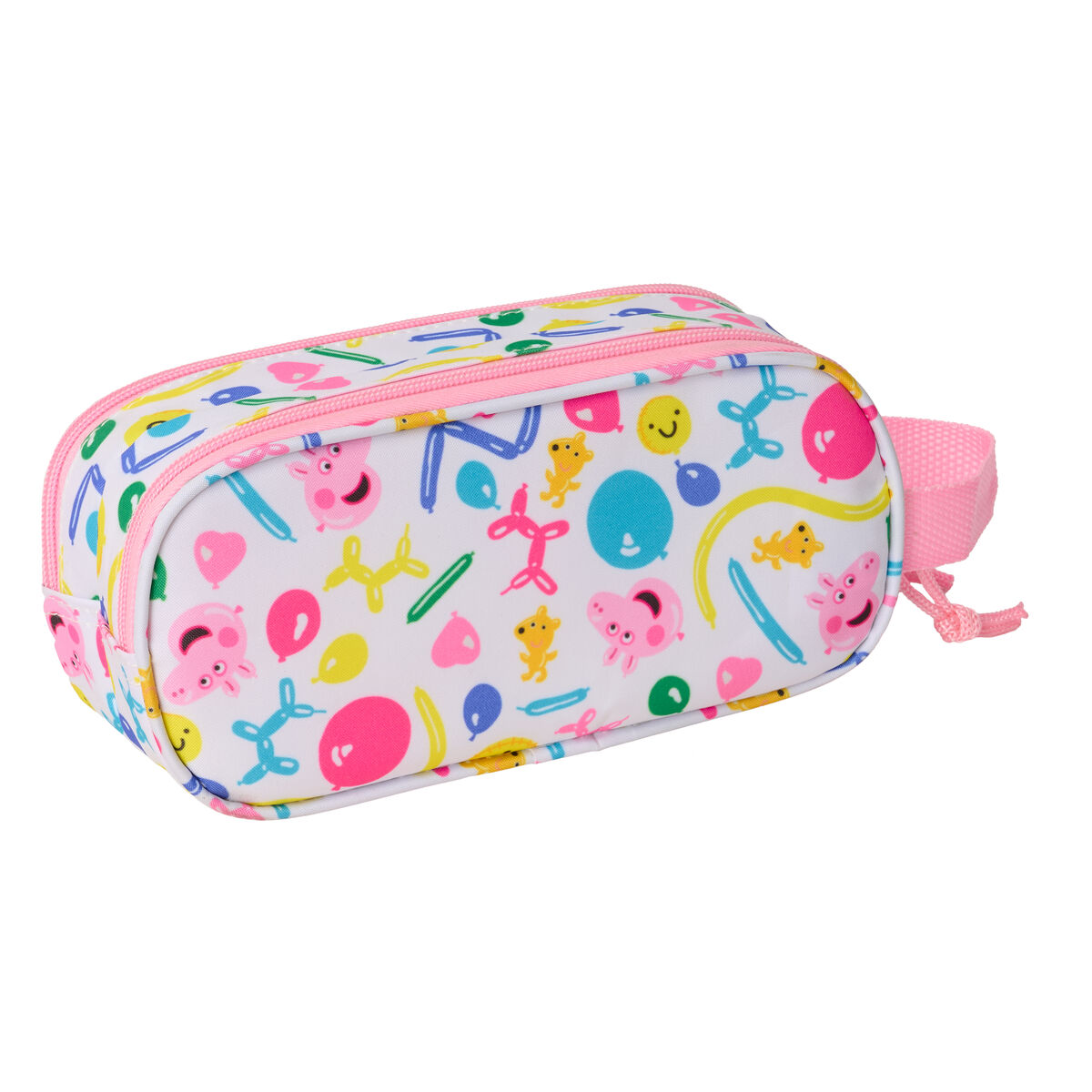 Pennenetui met 2 vakken Peppa Pig Blauw Wit Roze 21 x 8 x 6 cm 3D