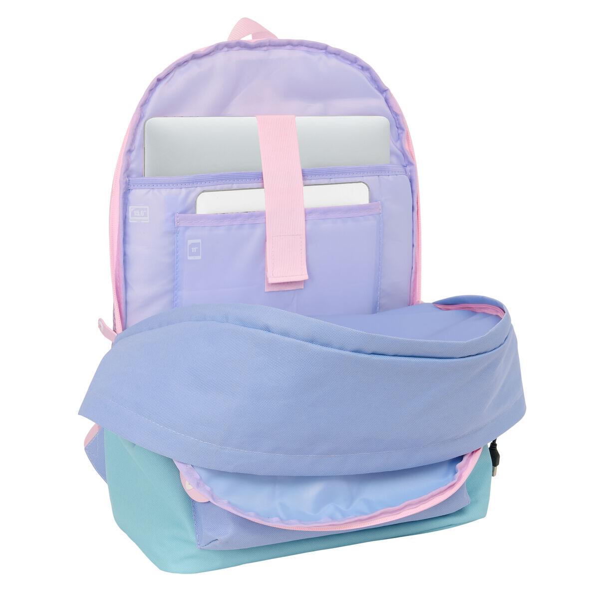 Picture of Rucksack for Laptop and Tablet with USB Output Munich Mellow Blue Pink Celeste