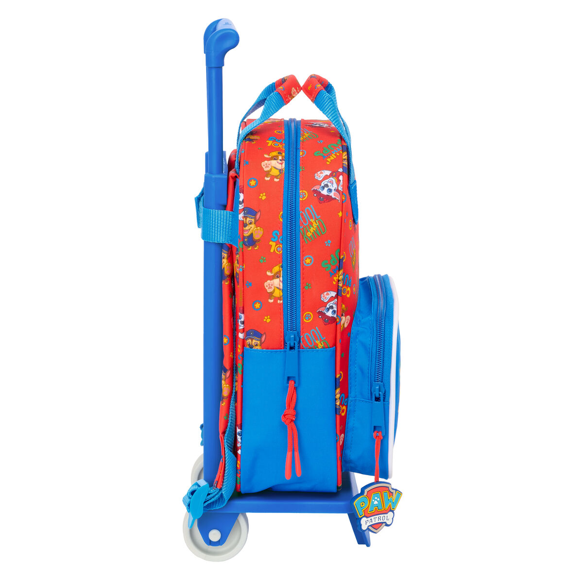 School Rucksack with Wheels The Paw Patrol Cool Blue Red 20 x 28 x 8 cm