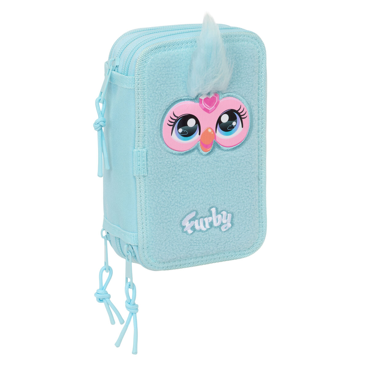 Pochette à crayons triple Furby Bleu 12,5 x 19,5 x 5,5 cm 37 Pièces