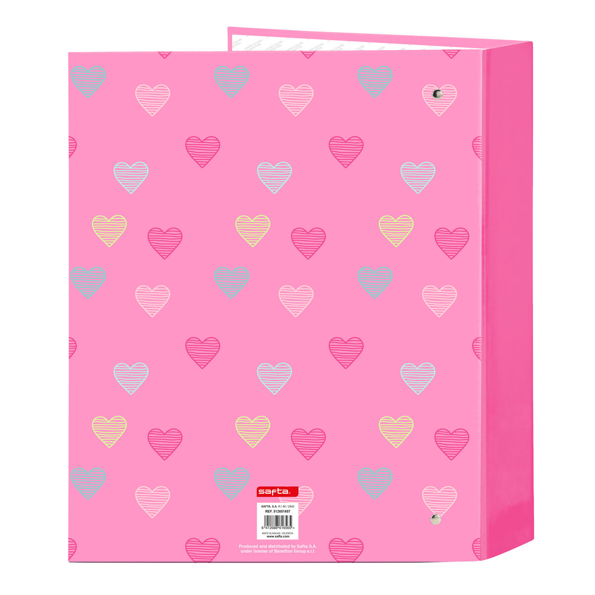 Ring binder Benetton Heart Pink A4 27 x 33 x 6 cm