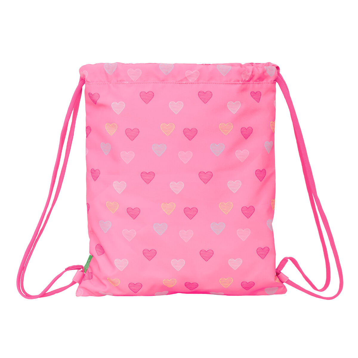 Backpack with Strings Benetton Heart Pink 35 x 40 x 1 cm