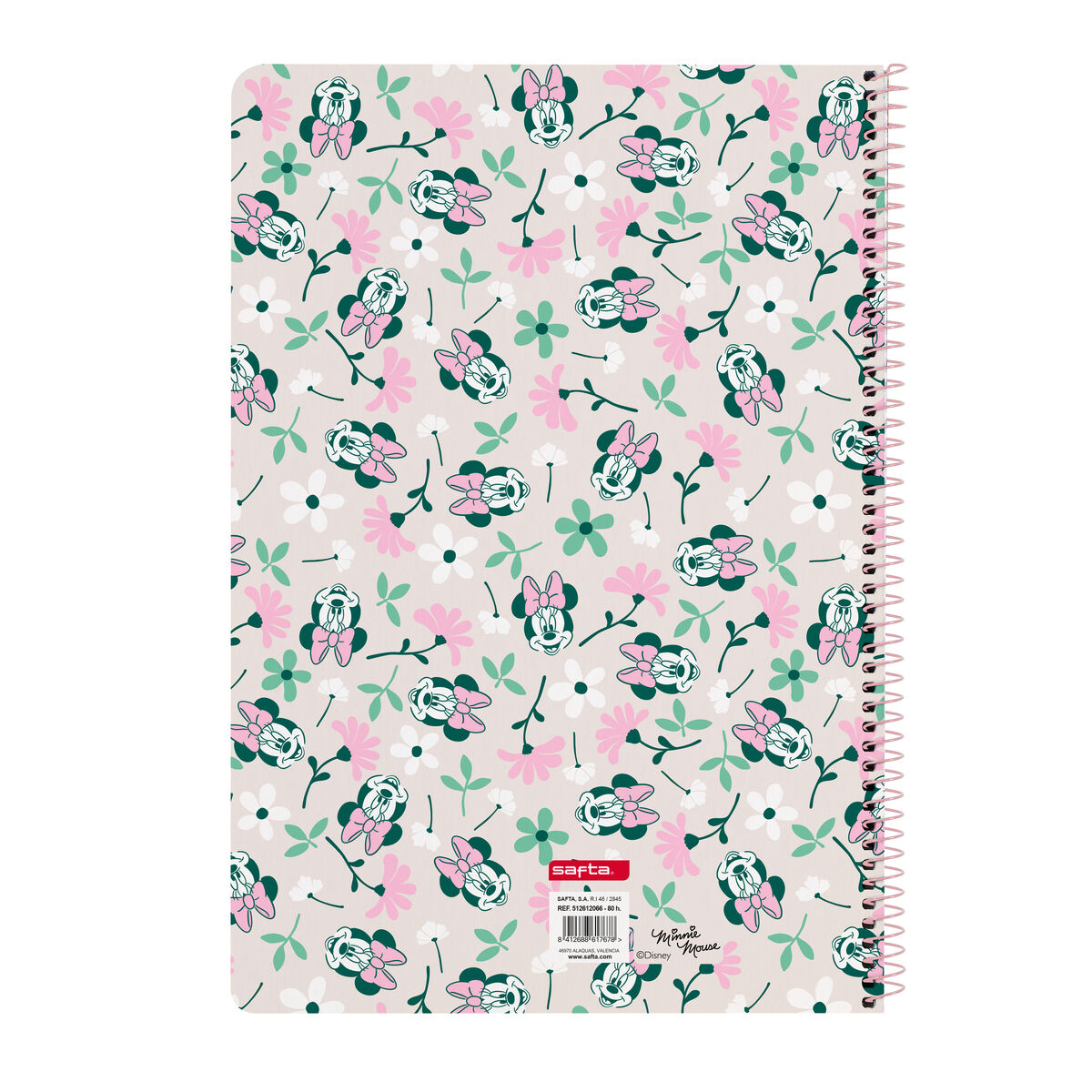 Ring binder Minnie Mouse Minty Pink A4 21.5 x 31 x 1 cm