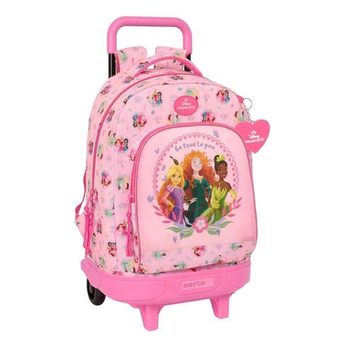 Schoolrugzak met Wielen Disney Princess Roze 33 x 45 x 22 cm