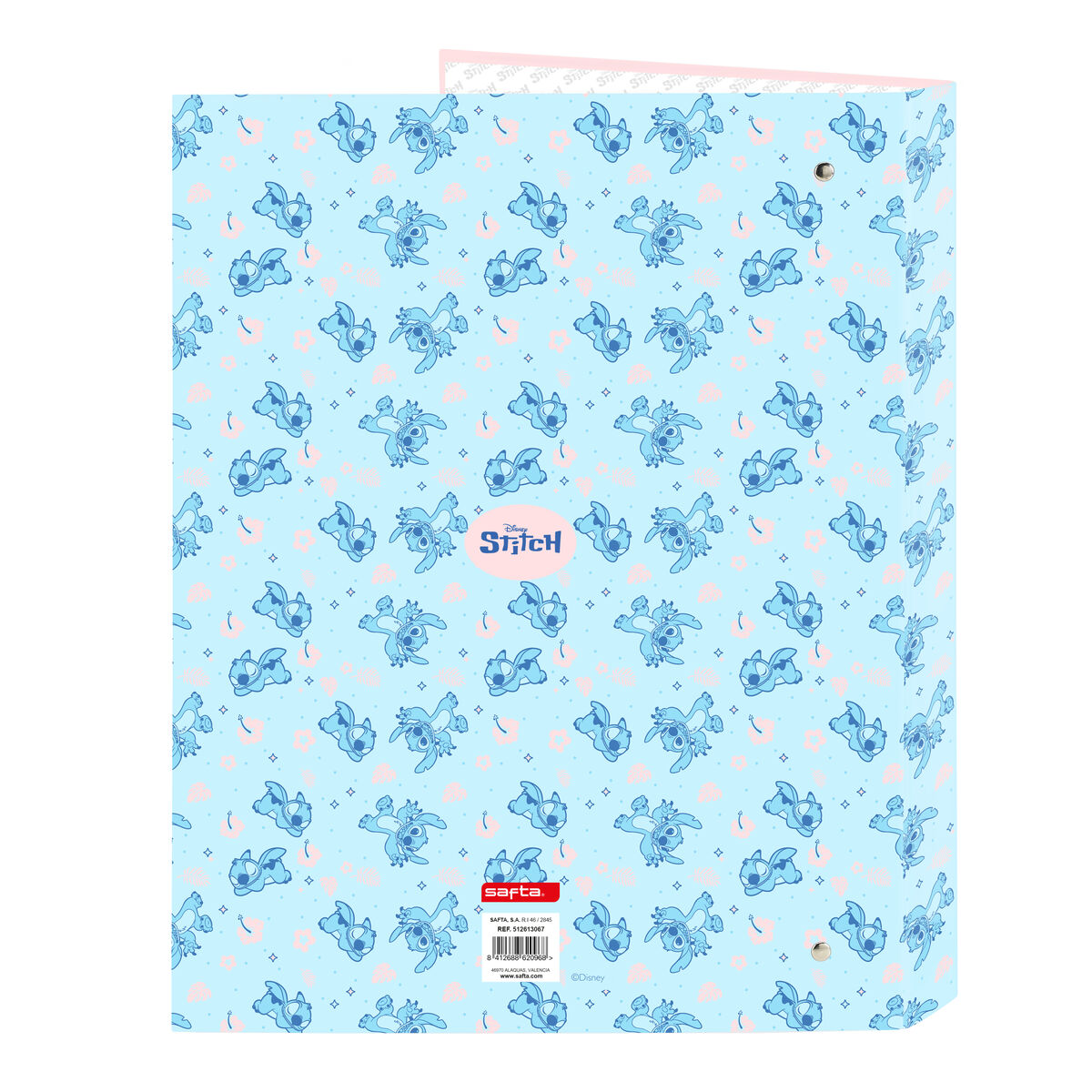 Ring binder Lilo & Stitch Ohana Blue Light Pink A4 26.5 x 33 x 4 cm