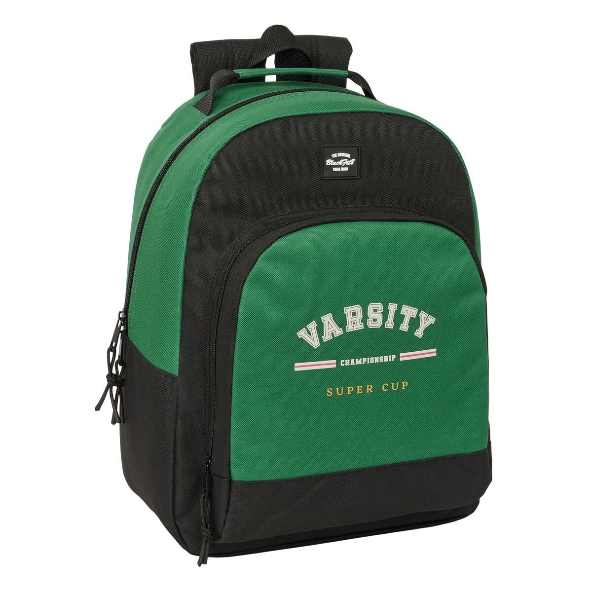 Schoolrugzak BlackFit8 Varsity Zwart Groen 32 x 42 x 15 cm