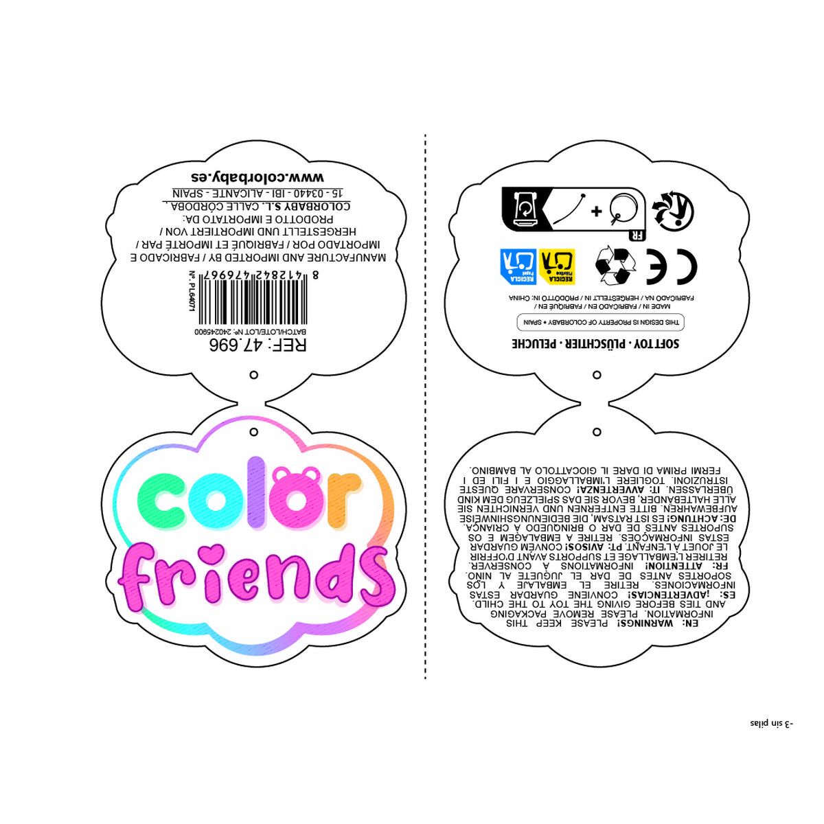 Fluffy toy Colorbaby Animals 18 cm 1 Unit