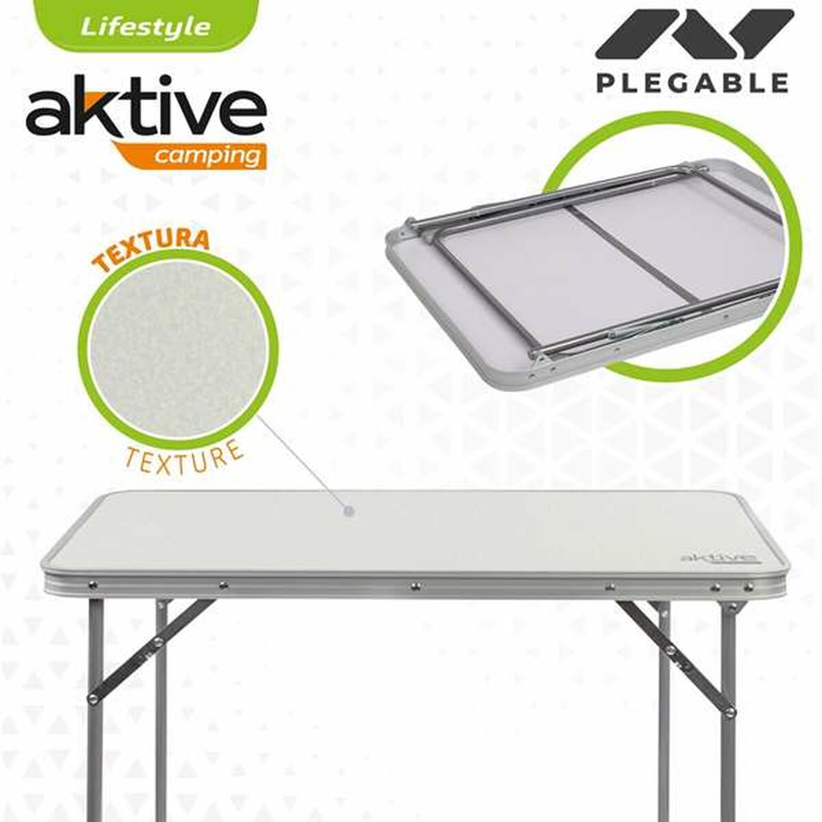 Folding Table Aktive White Steel MDF Wood 80 x 60 x 70 cm