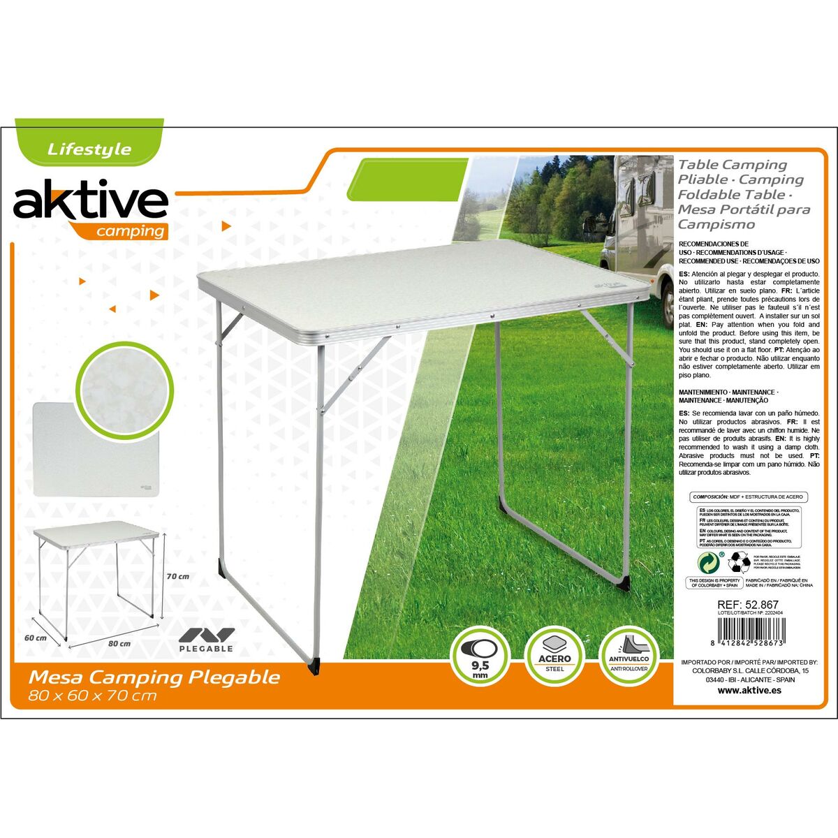 Vouwtafel Aktive Wit 80 x 60 x 70 cm Strand