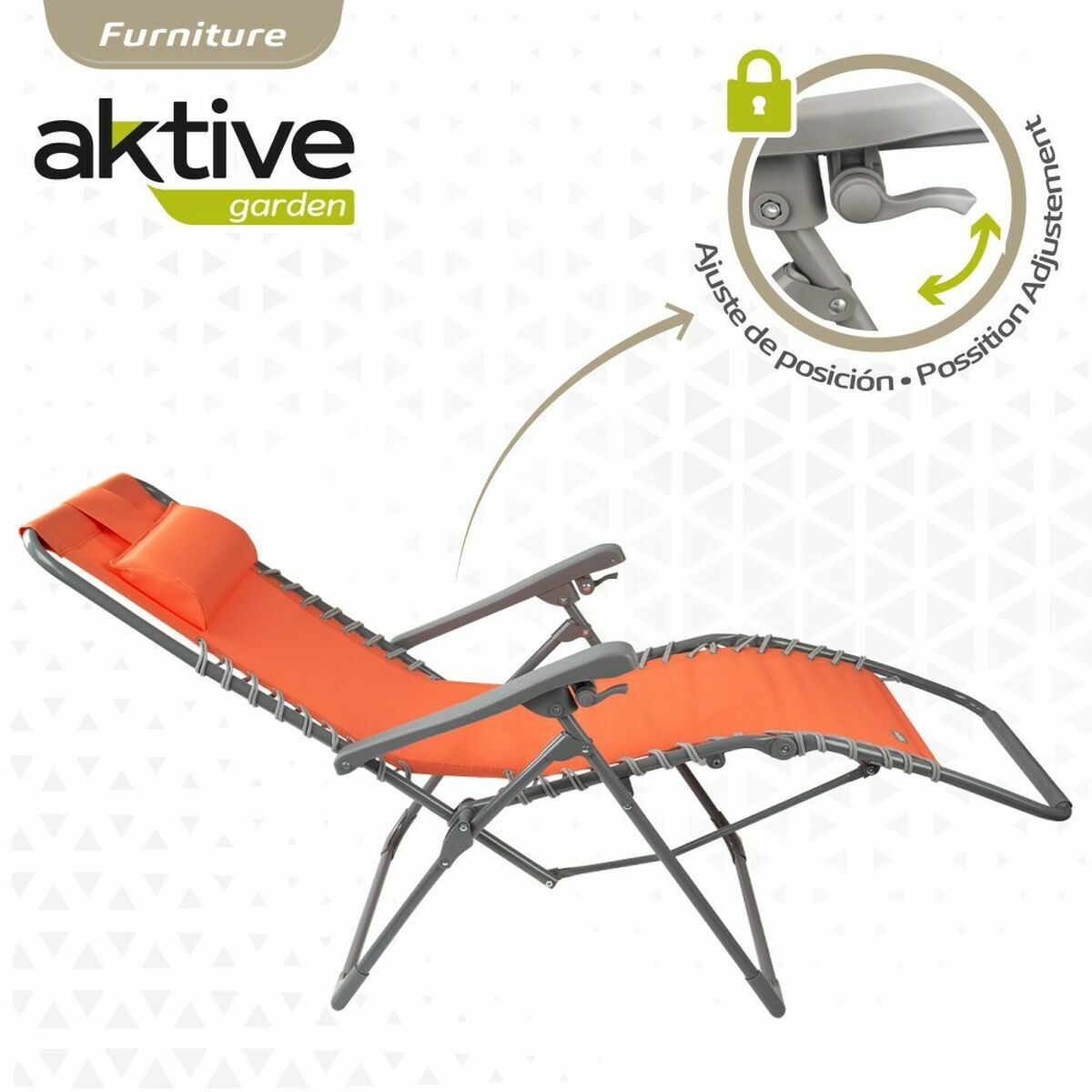 Sun-lounger Aktive Orange textilene 160 x 52 x 76 cm