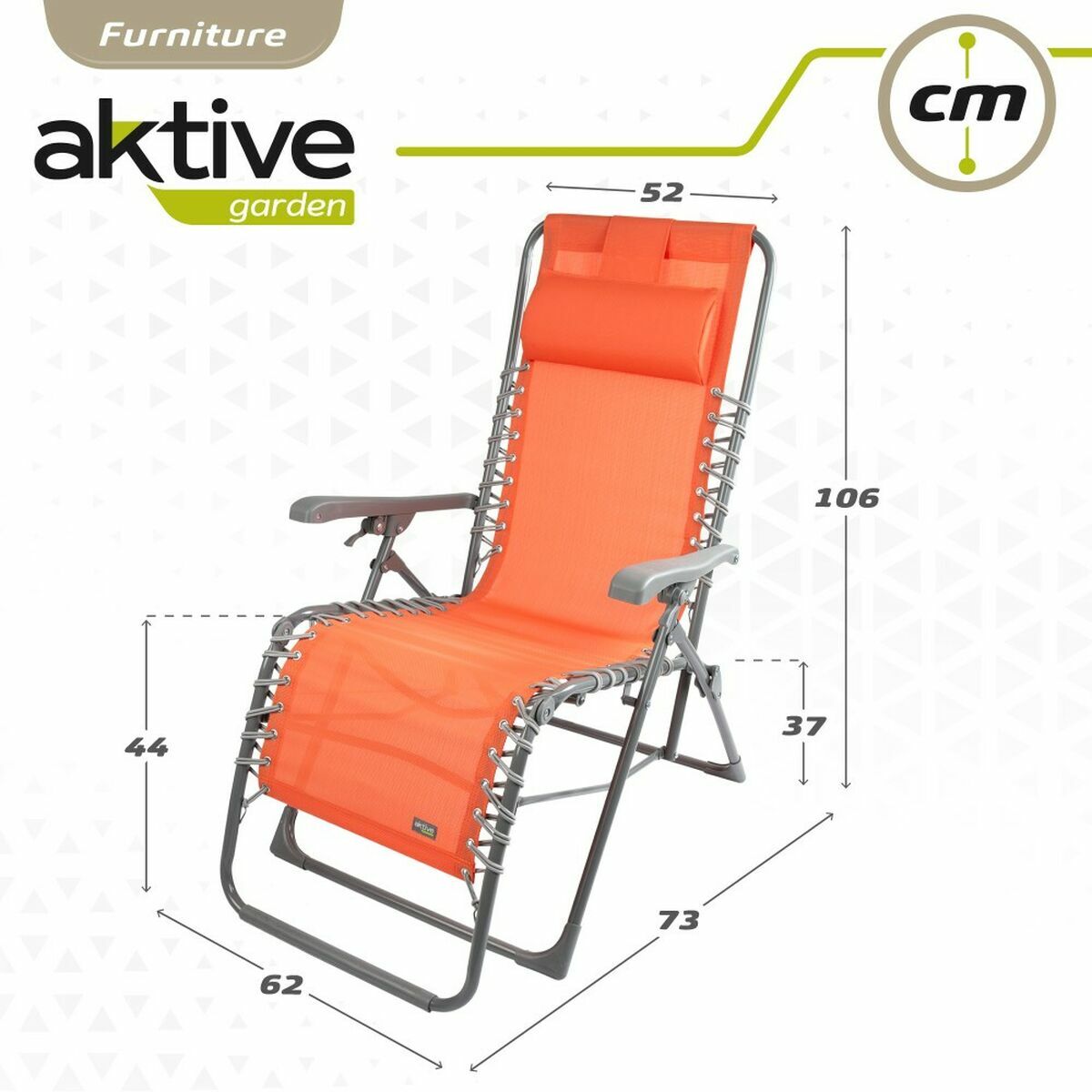 Sun-lounger Aktive Orange textilene 160 x 52 x 76 cm