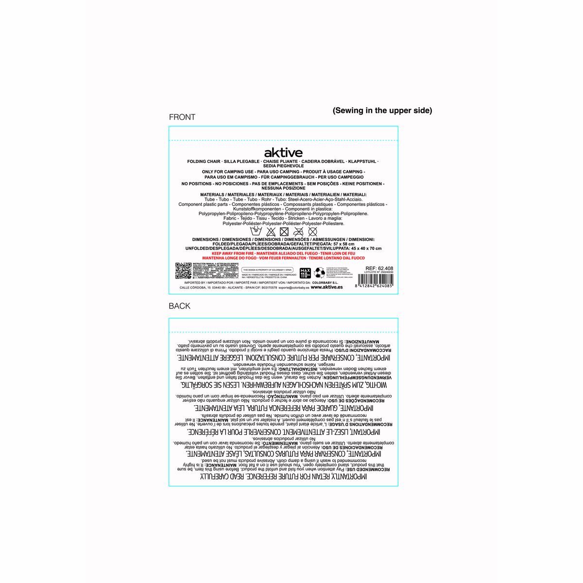 Folding Chair Aktive 45 x 40 x 70 cm