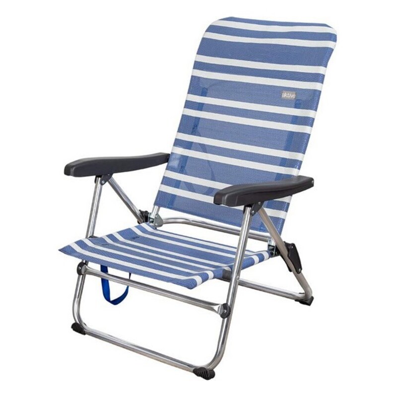 Beach Chair Mykonos Aluminium Blue / White (61 x 50 x 85 cm)