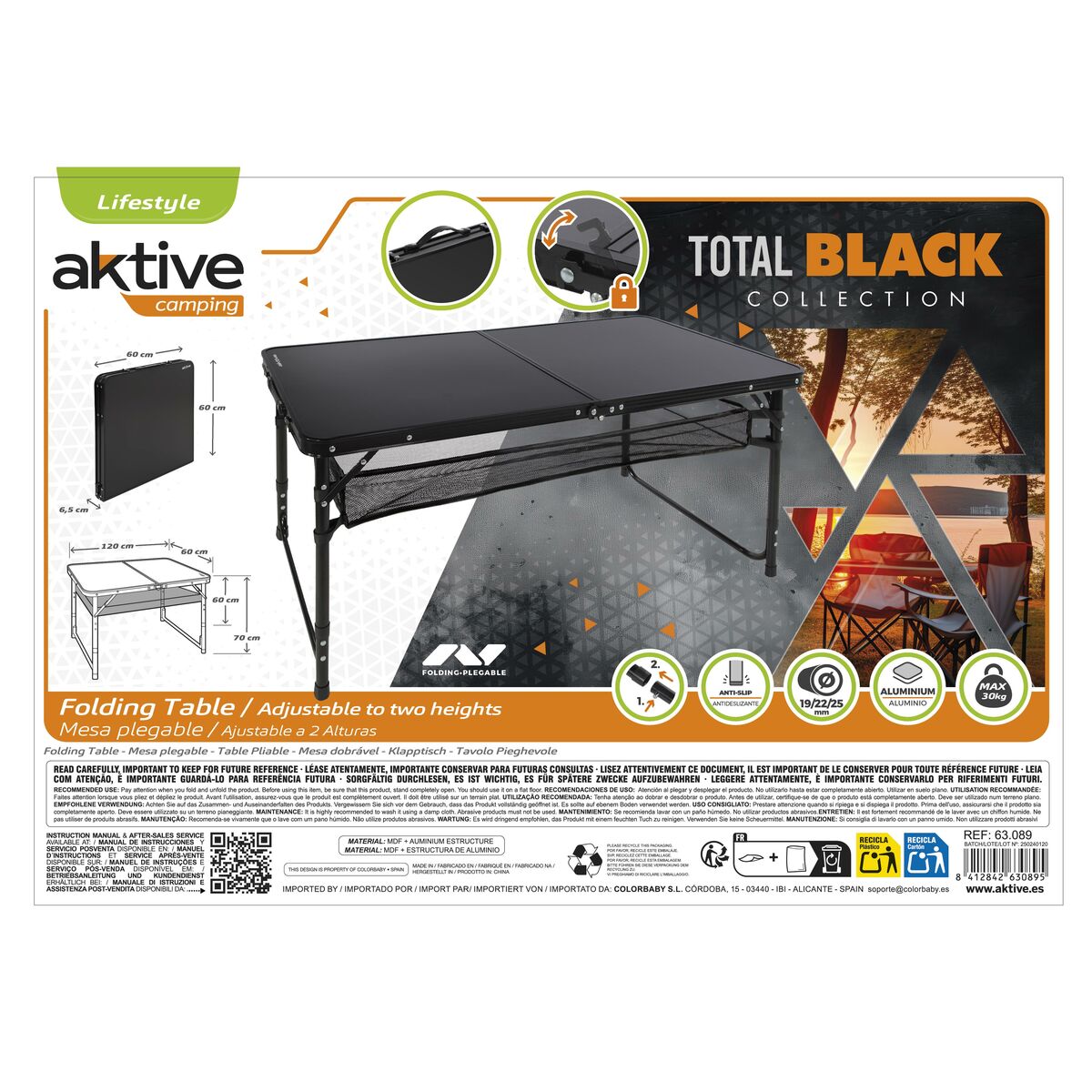 Vouwtafel Aktive 120 x 60 cm