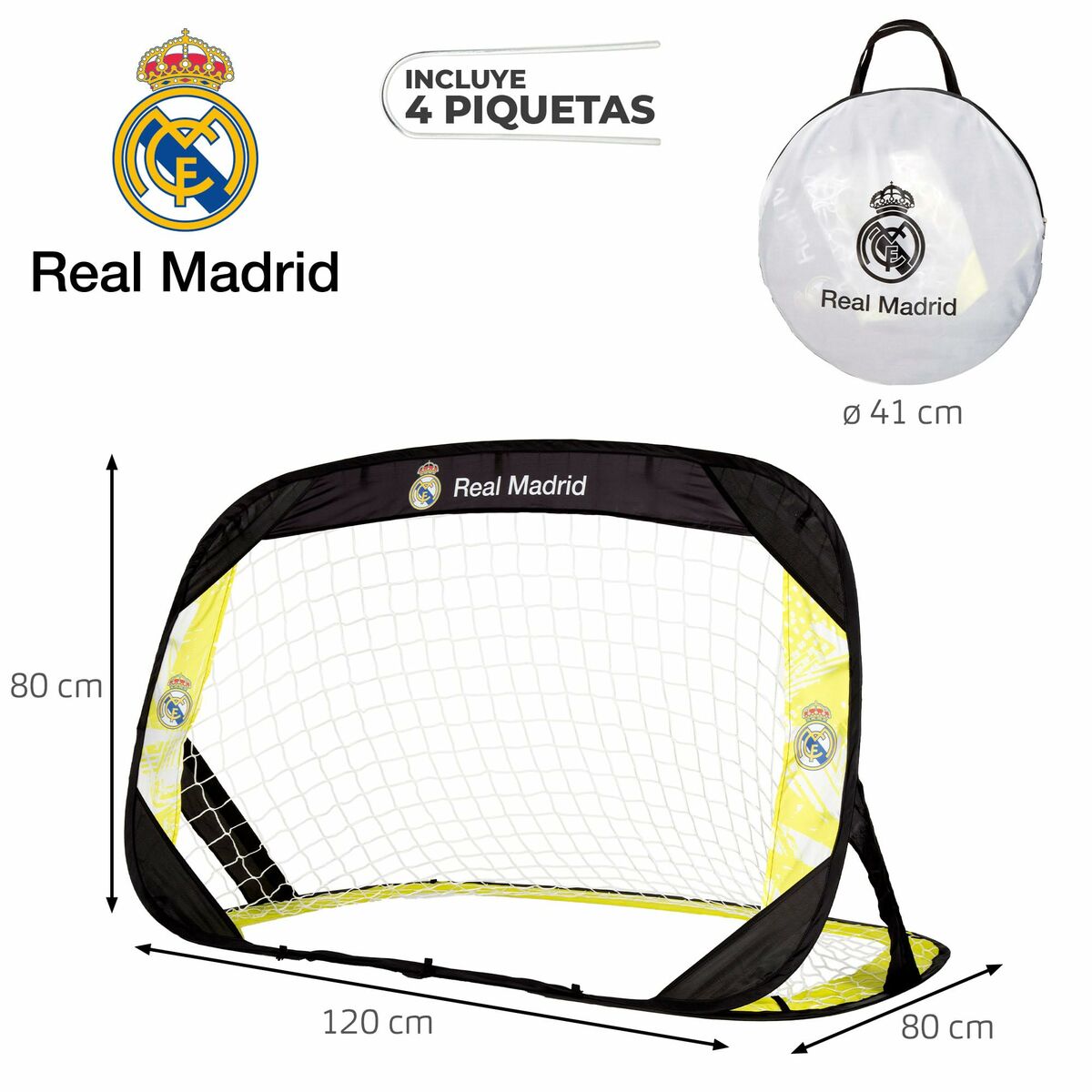 Set van 2 voetbaldoelen Real Madrid C.F. 120 x 80 x 80 cm