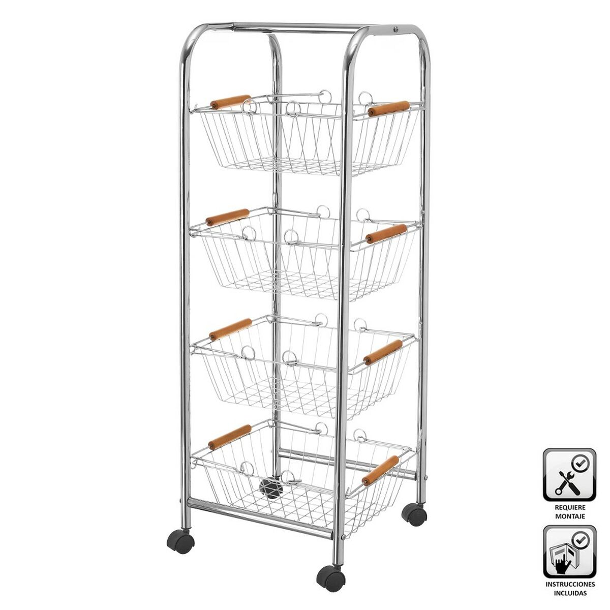 Vegetable trolley Silver Iron 28 x 26 x 78 cm, view 2