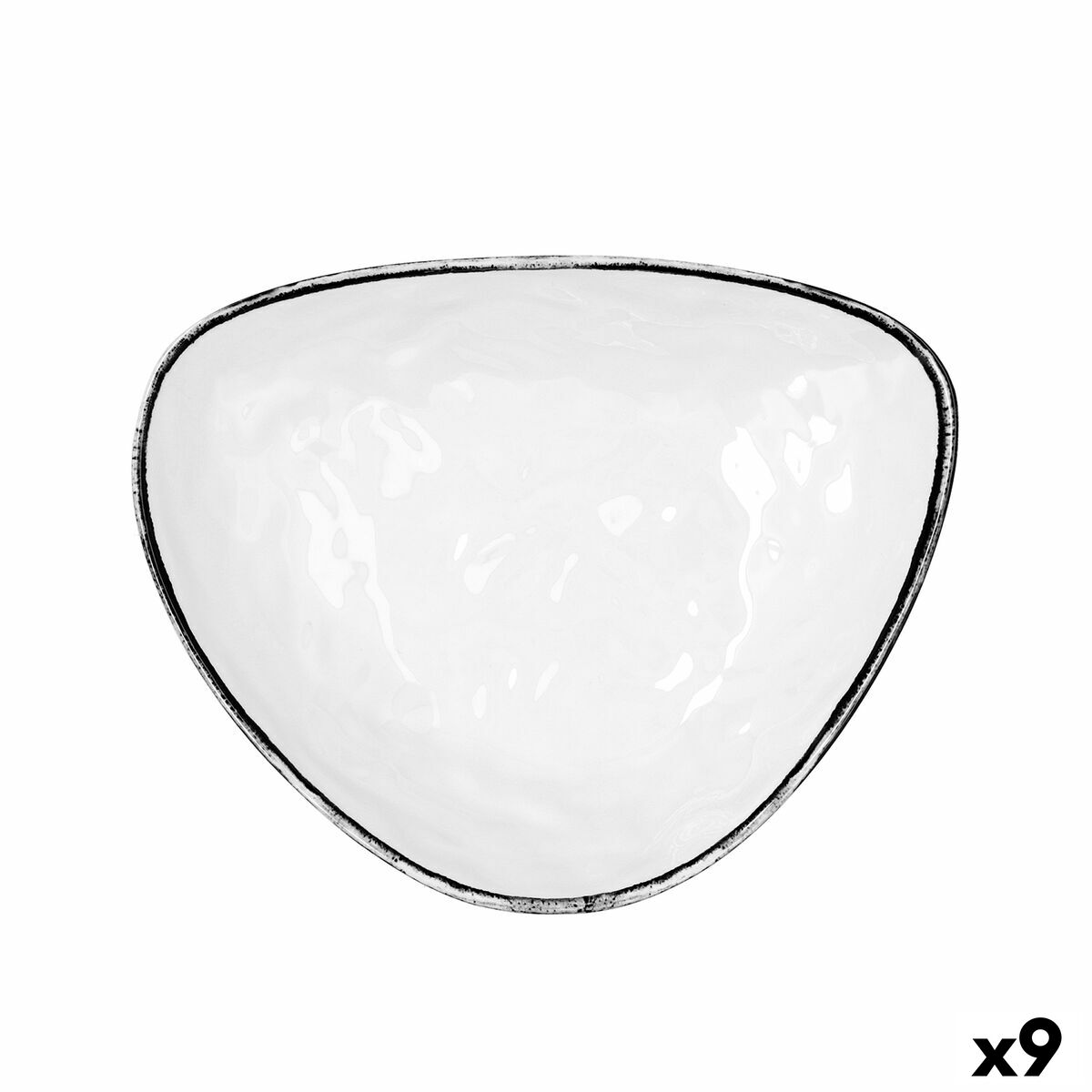 Assiette plate Quid Select Filo Blanc Noir Plastique Triangulaire 26 x 21 x 5,9 cm (9 Unités)