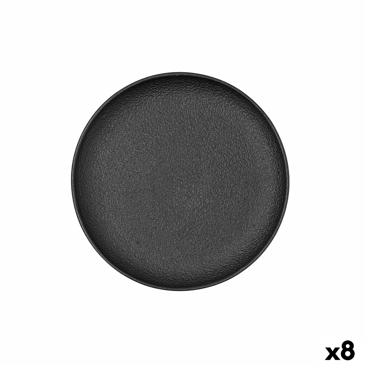 Assiette plate Bidasoa Fosil Noir Céramique 21,3 x 21,2 x 2,2 cm (8 Unités)