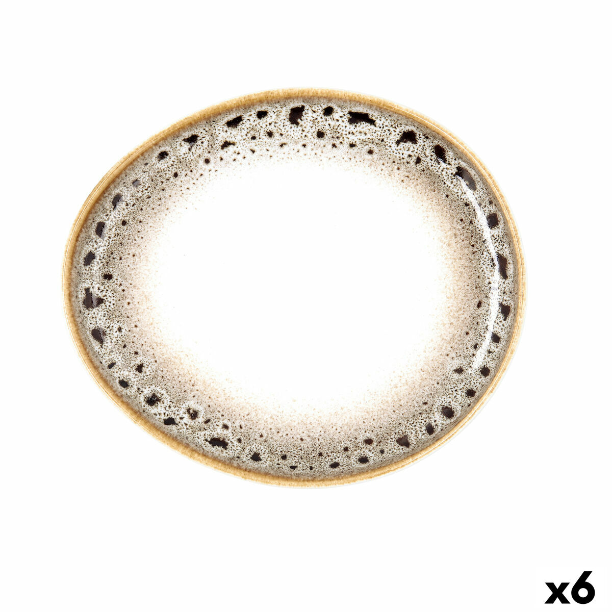 Assiette plate Ariane Jaguar Freckles Marron Céramique Oblongue 18,7 cm (6 Unités)