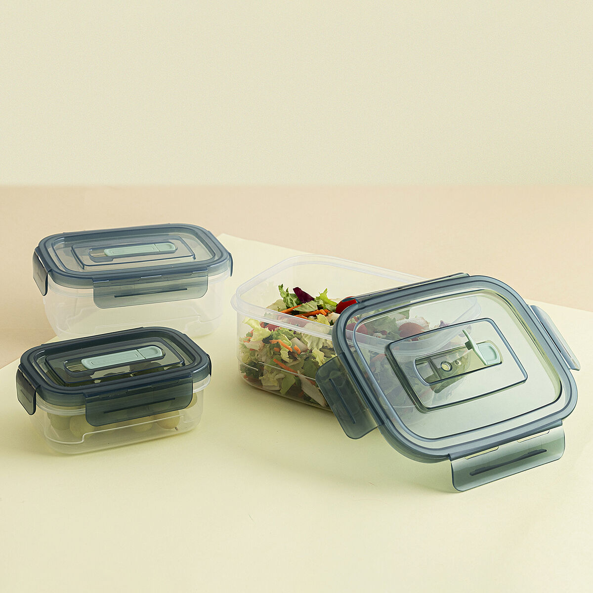Image secondaire de Ensemble de Boîtes à Lunch Quid Minimal Vert Plastique 500 ml 1 L 1,8 L 3 Pièces