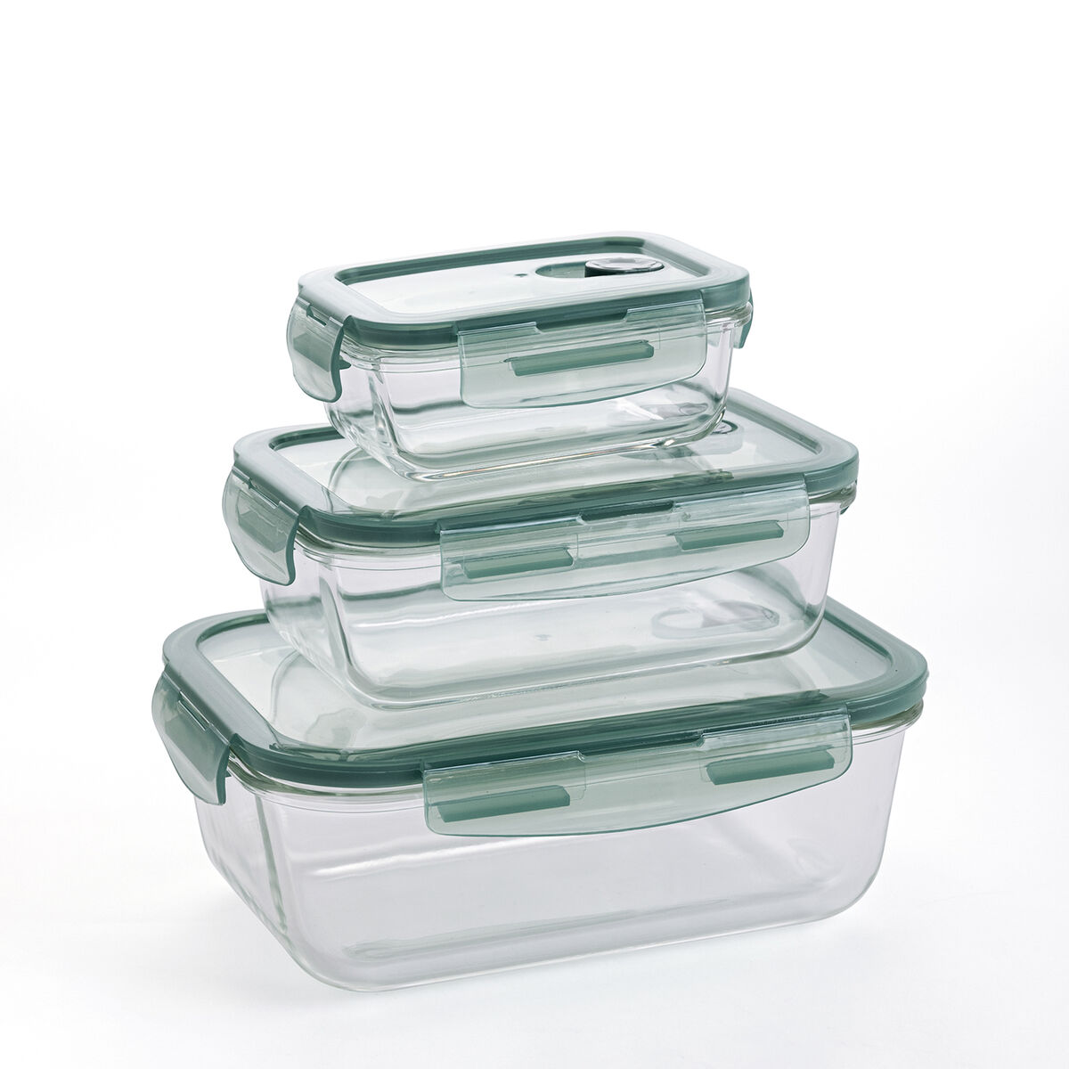 Ensemble de Boîtes à Lunch Quid Minimal Vert verre 330 ml 800 ml 1,8 L 3 Pièces