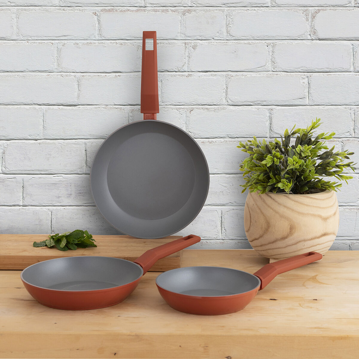 Image secondaire de Ensemble de poêle Bidasoa Zocco Gris Terre cuite Métal 3 Pièces