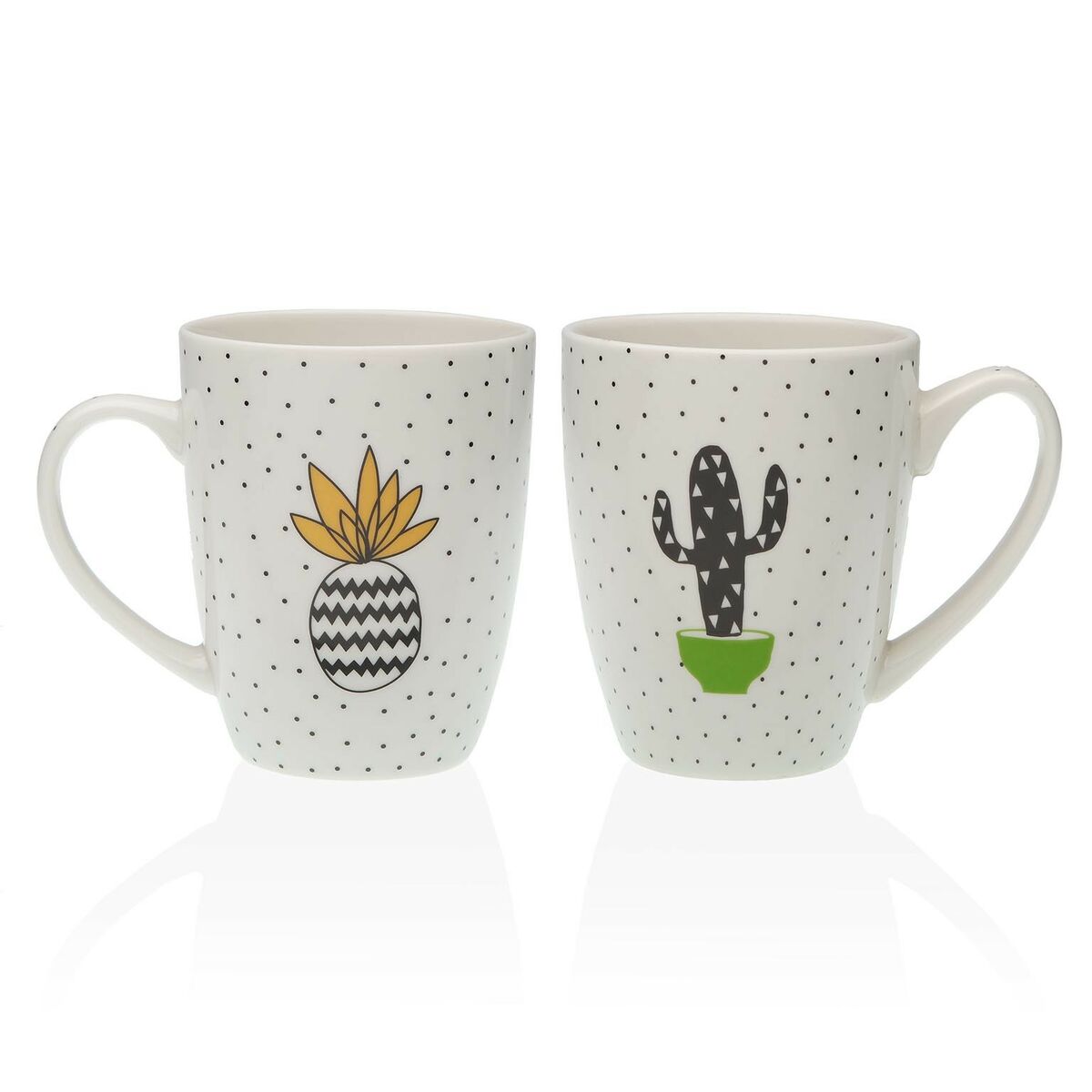Tasse mug Versa Cactus Ananas 2 Unités Porcelaine