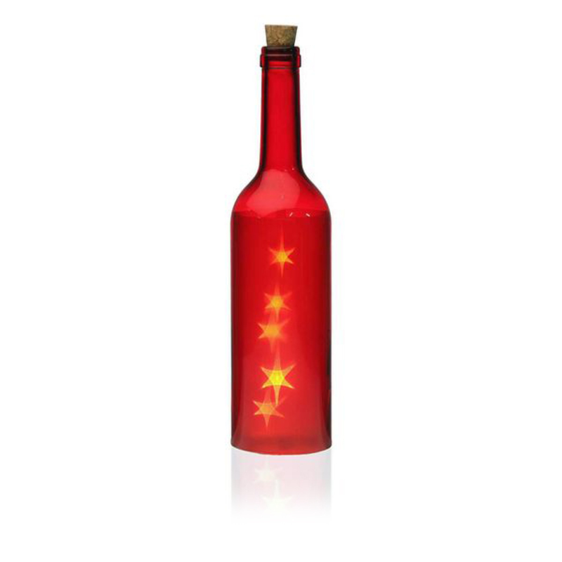 Botella LED Versa Cosmo Roja Cristal (7,3 x 28 x 7,3 cm)