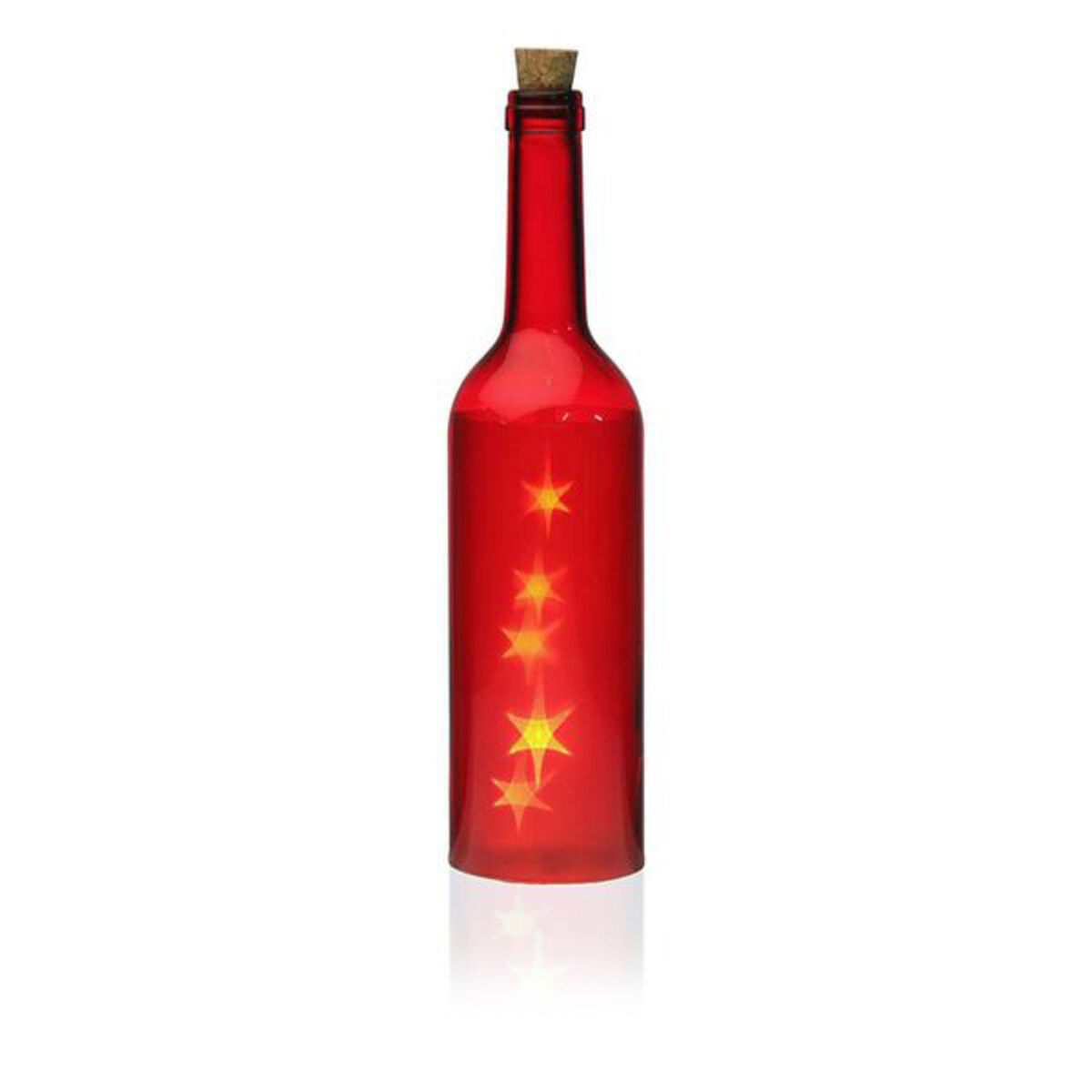 Bouteille LED Versa Cosmo Rouge Verre (7,3 x 28 x 7,3 cm)