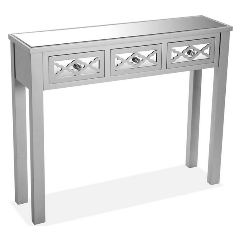 Hall Table with 3 Drawers Silke Silver MDF Wood (25 x 78 x 97 cm)