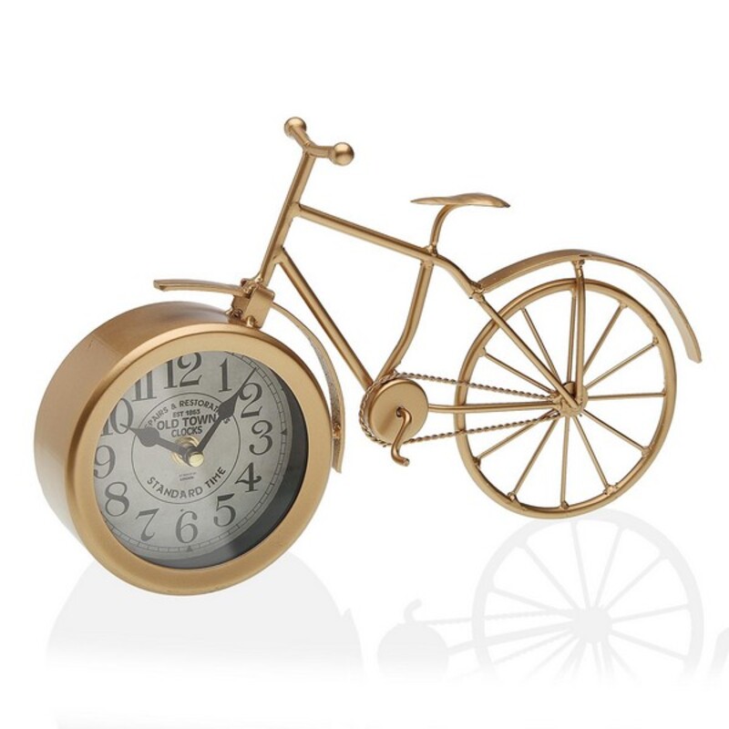 Horloge de table Bicicle Dorée Métal (6 x 20 x 33 cm)
