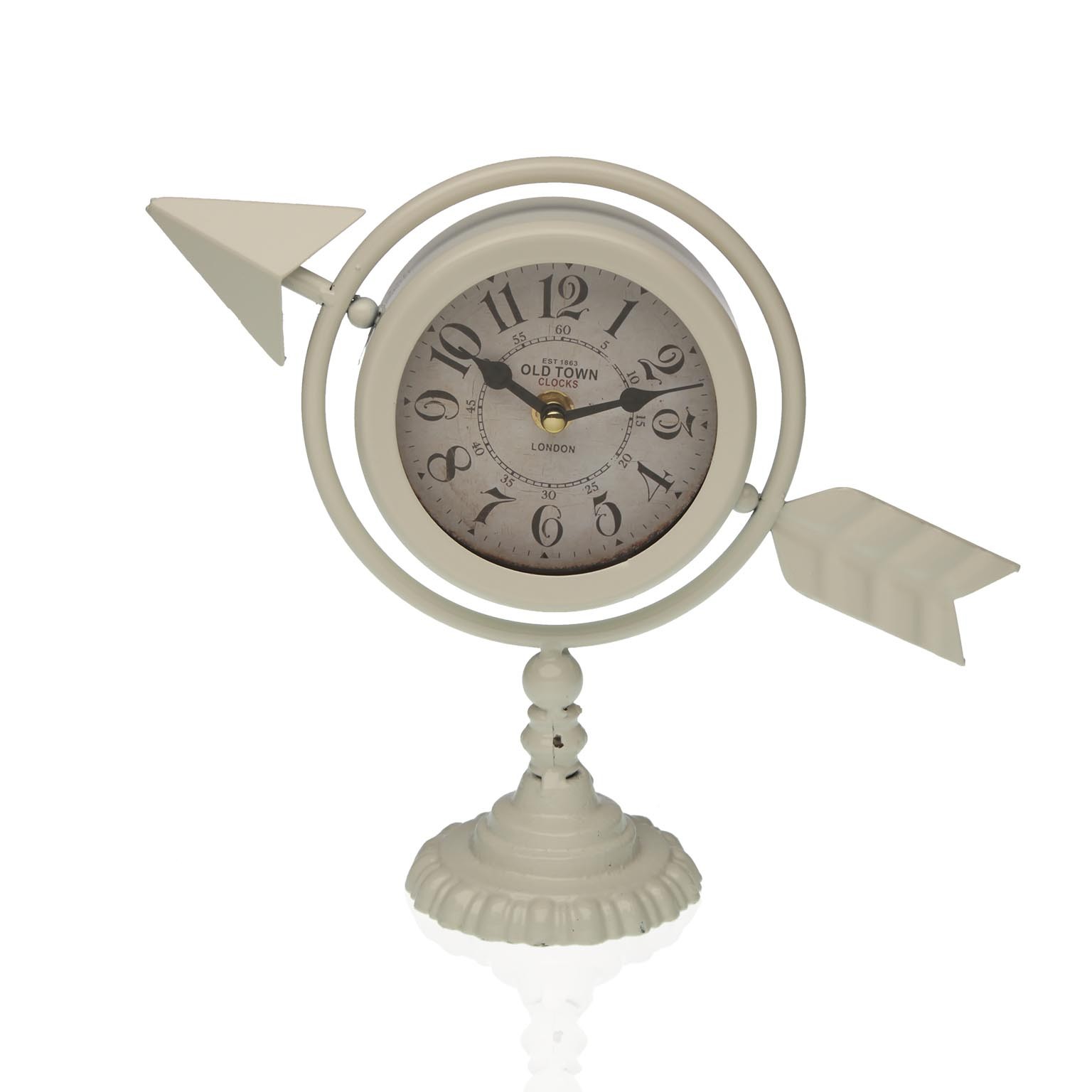 Table clock Versa White Complete arrow Metal (23 x 16 x 8 cm)