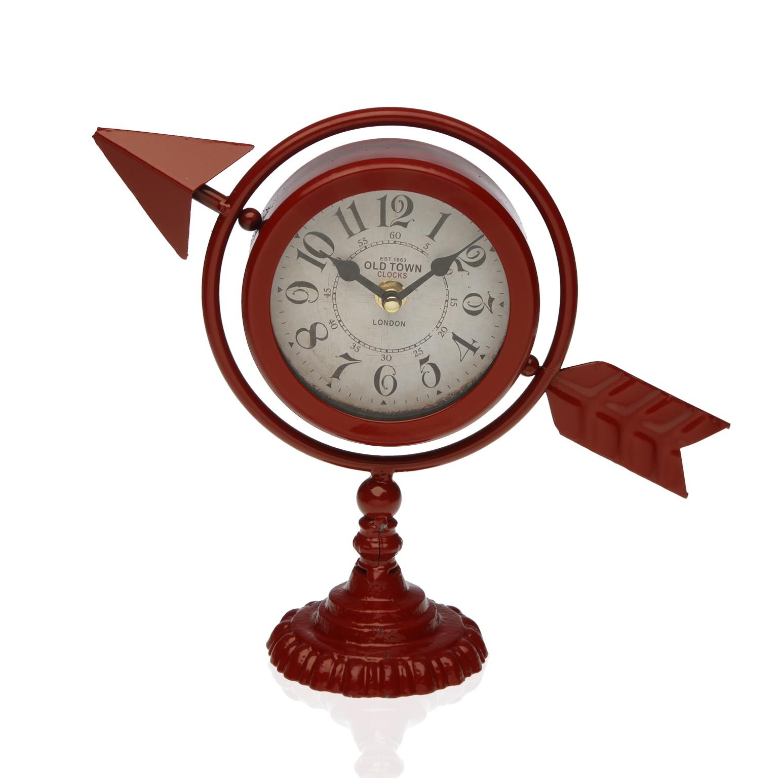 Table clock Versa Maroon Complete arrow Metal (23 x 16 x 8 cm)