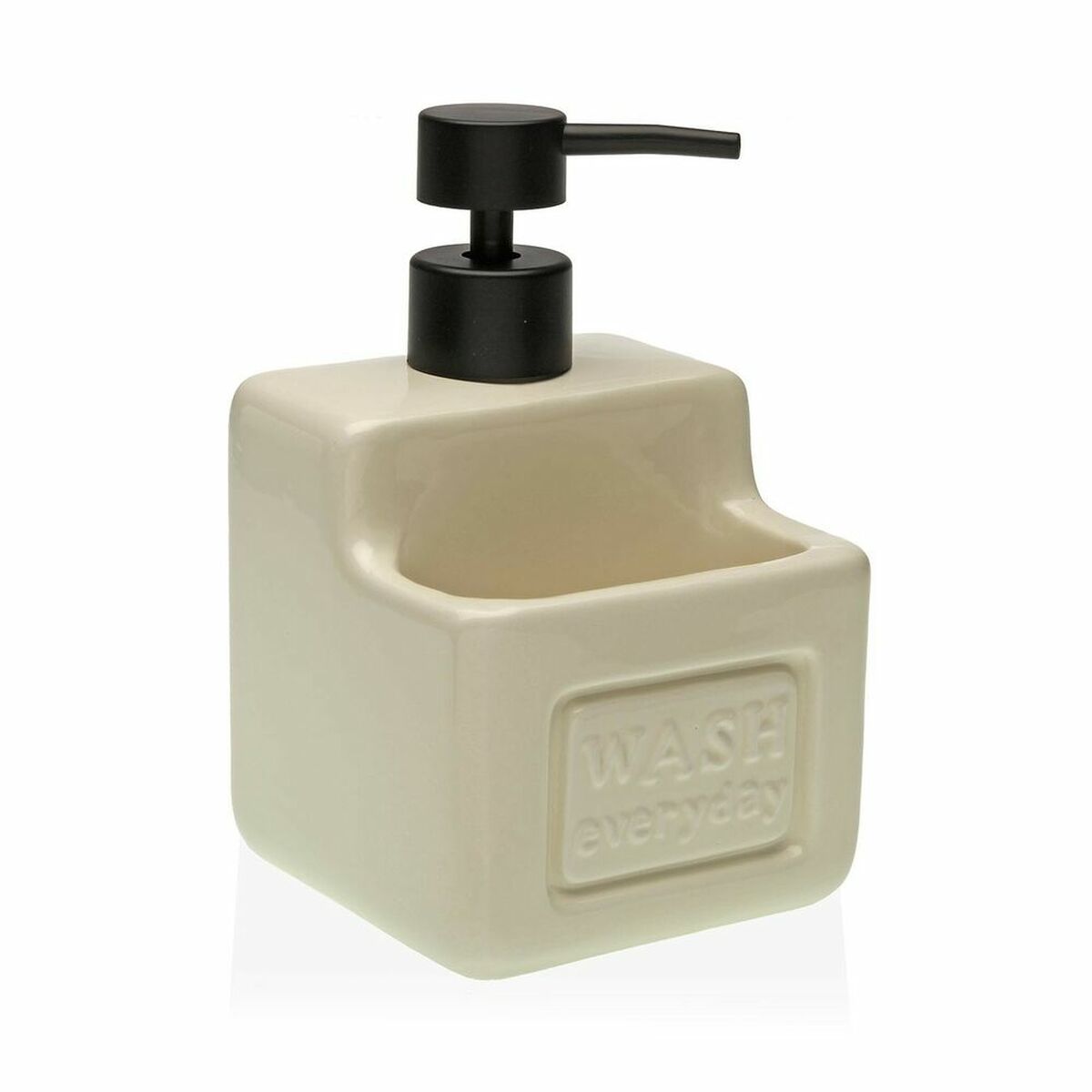 2-i-1 sæbedispenser til håndvasken Versa Beige Keramik ABS (10 x 19 x 10 cm)