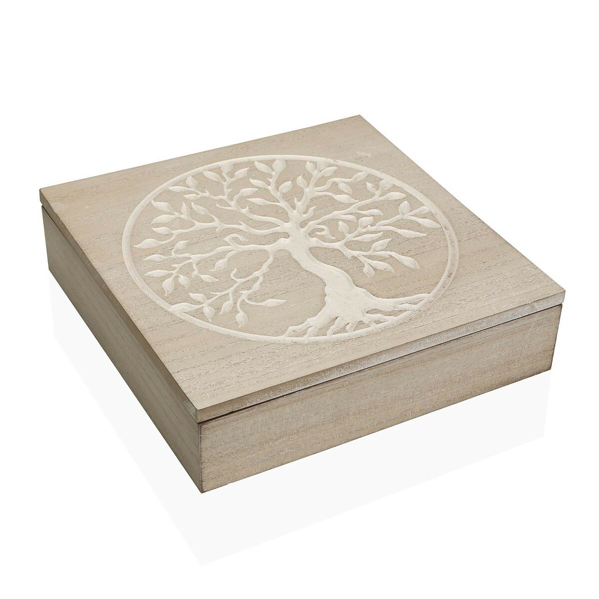 Decorative box Versa Tree Wood (24 x 6 x 24 cm)