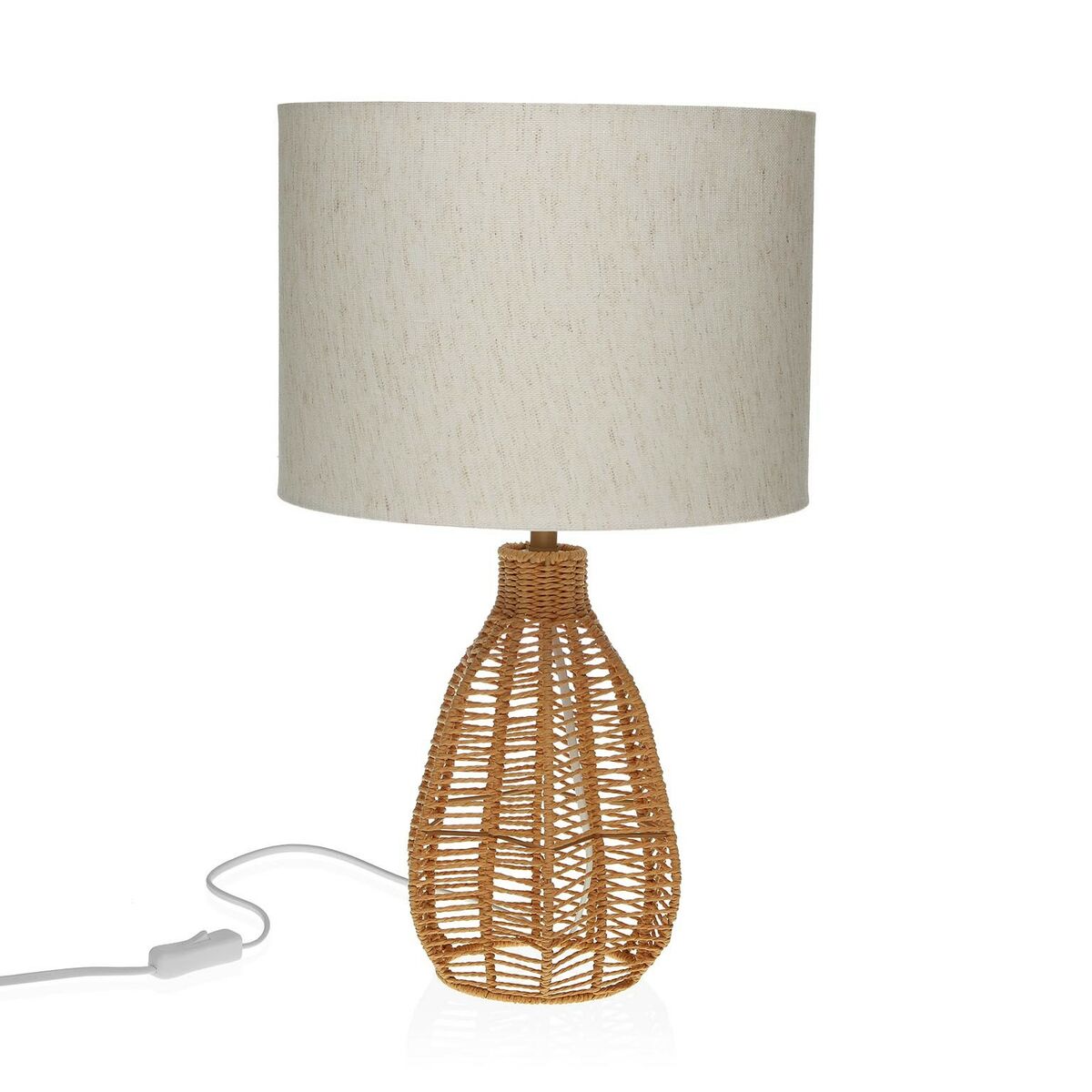 Lampe de bureau Versa Candil Métal Tissu Papier Lin (30 x 50 x 30 cm)