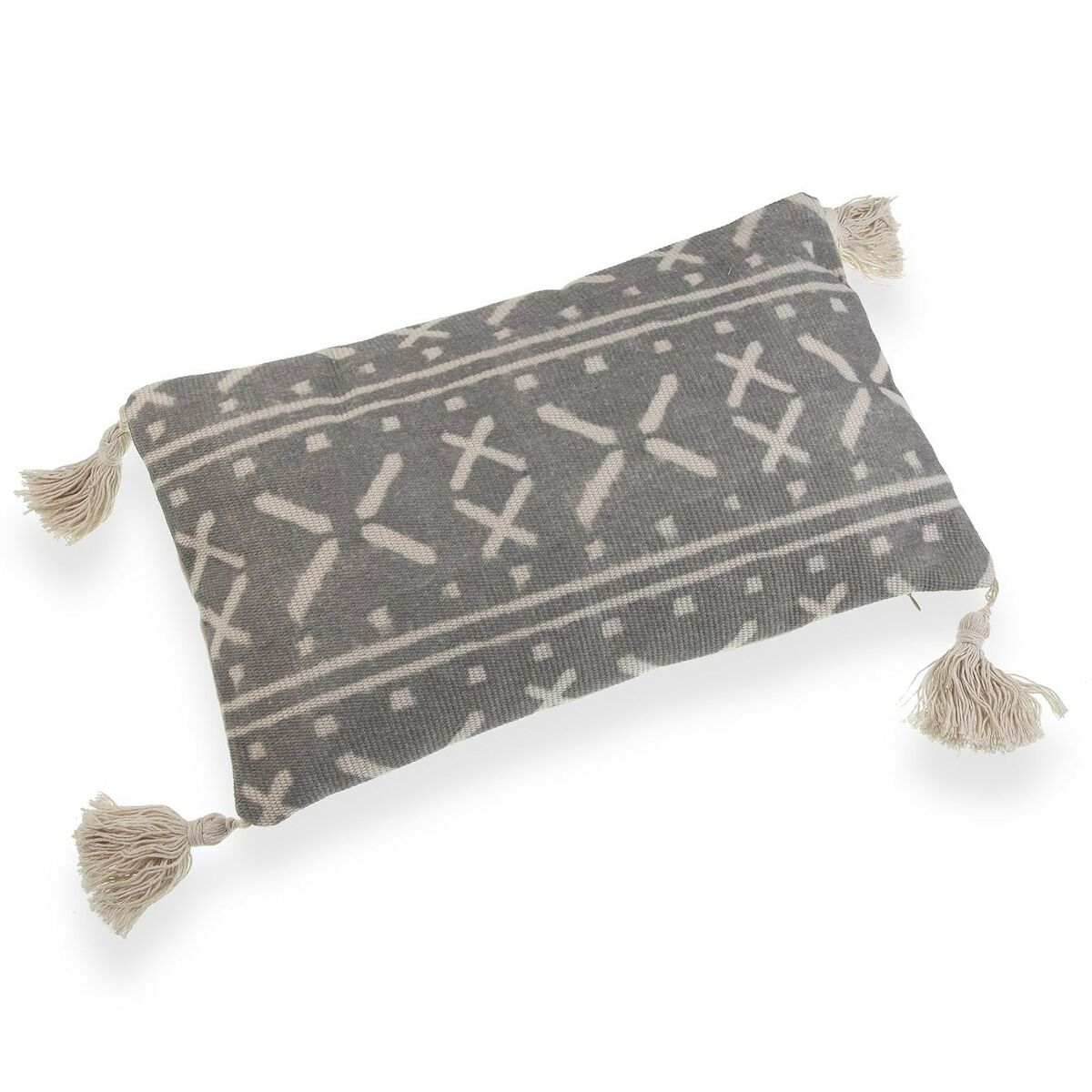 Coussin Versa Gris Pompons 10 x 30 x 50 cm