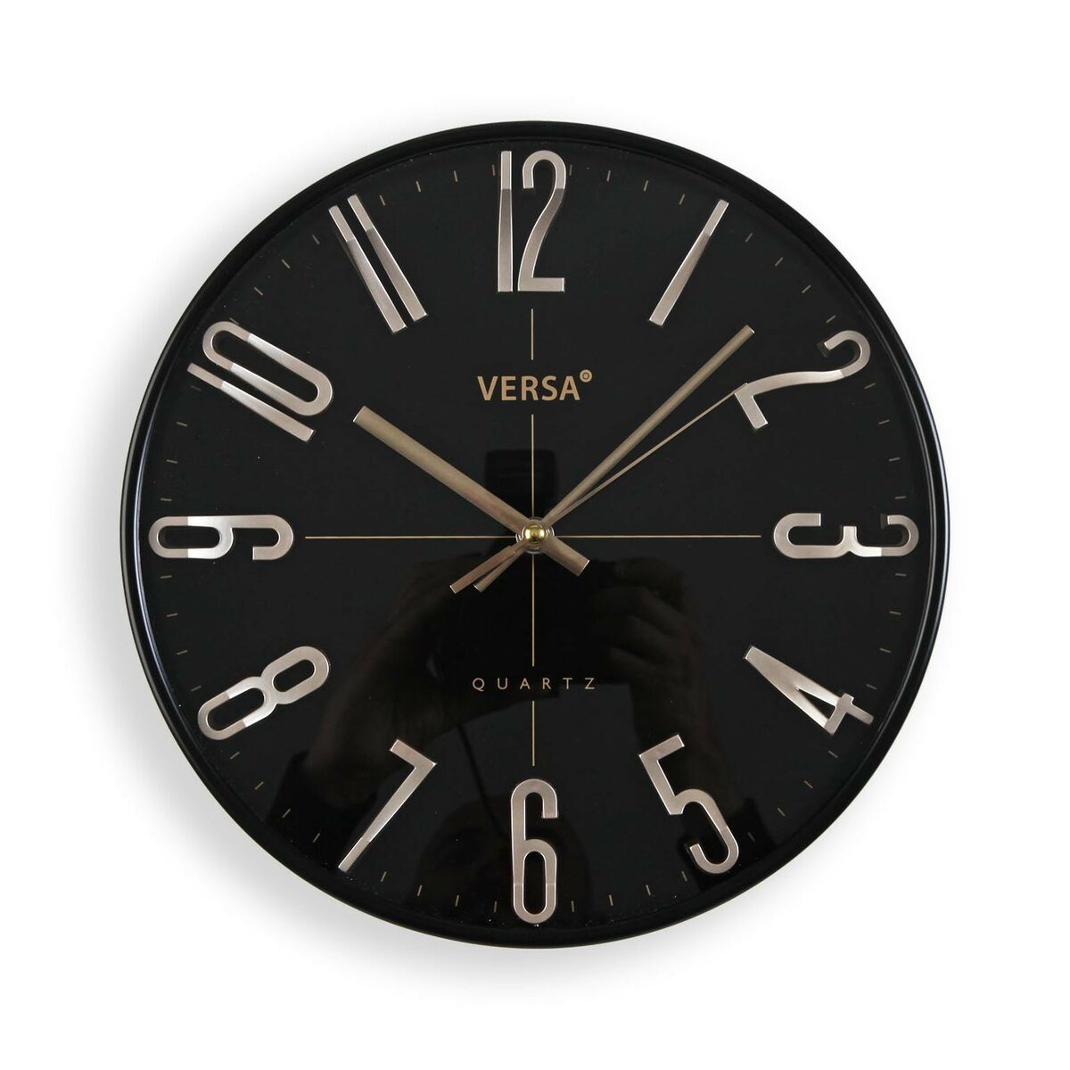 Horloge Murale Versa Noir Doré Plastique Quartz 4,3 x 30 x 30 cm
