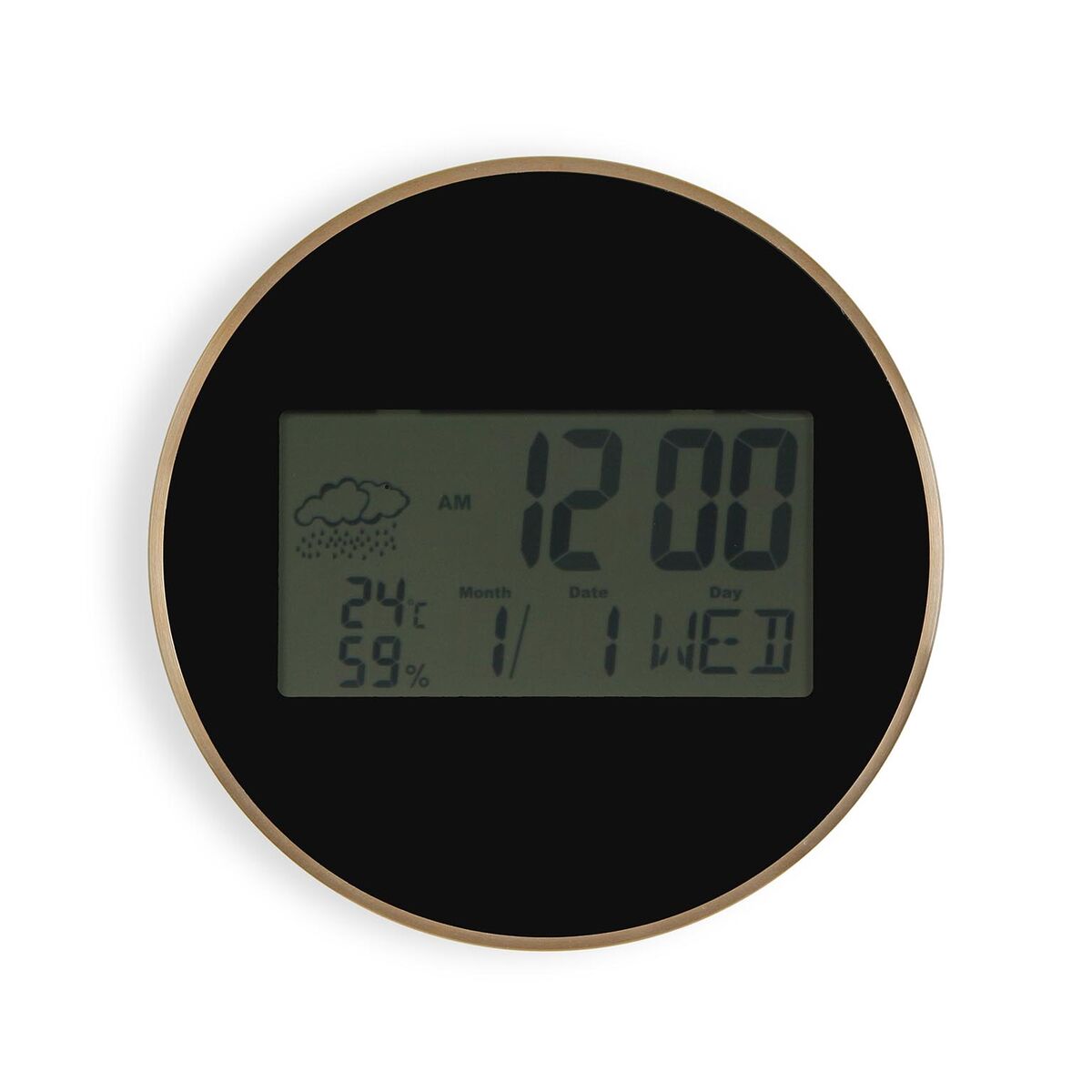 Horloge Murale Versa Noir Plastique Minimaliste 4,1 x 30 x 30 cm