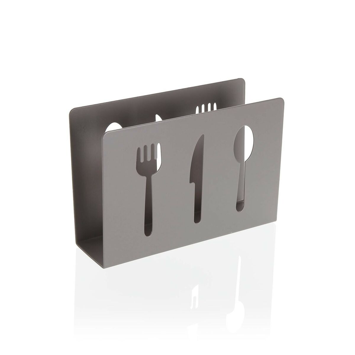 Porte-serviettes Versa Gris Métal Céramique Acier Fer 4,5 x 10 x 15 cm Couverts